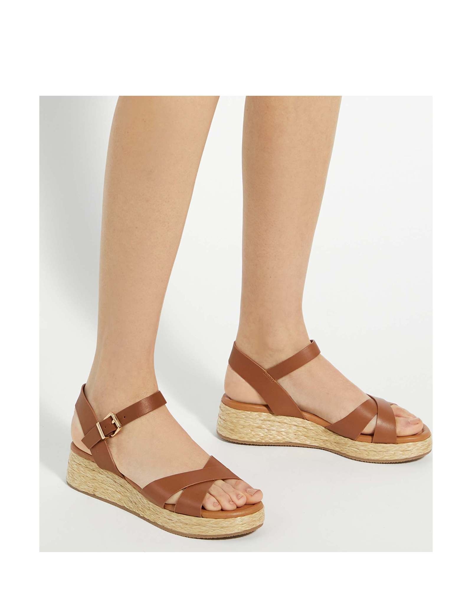 Leather Ankle Strap Wedge Espadrille Sandals - image 3