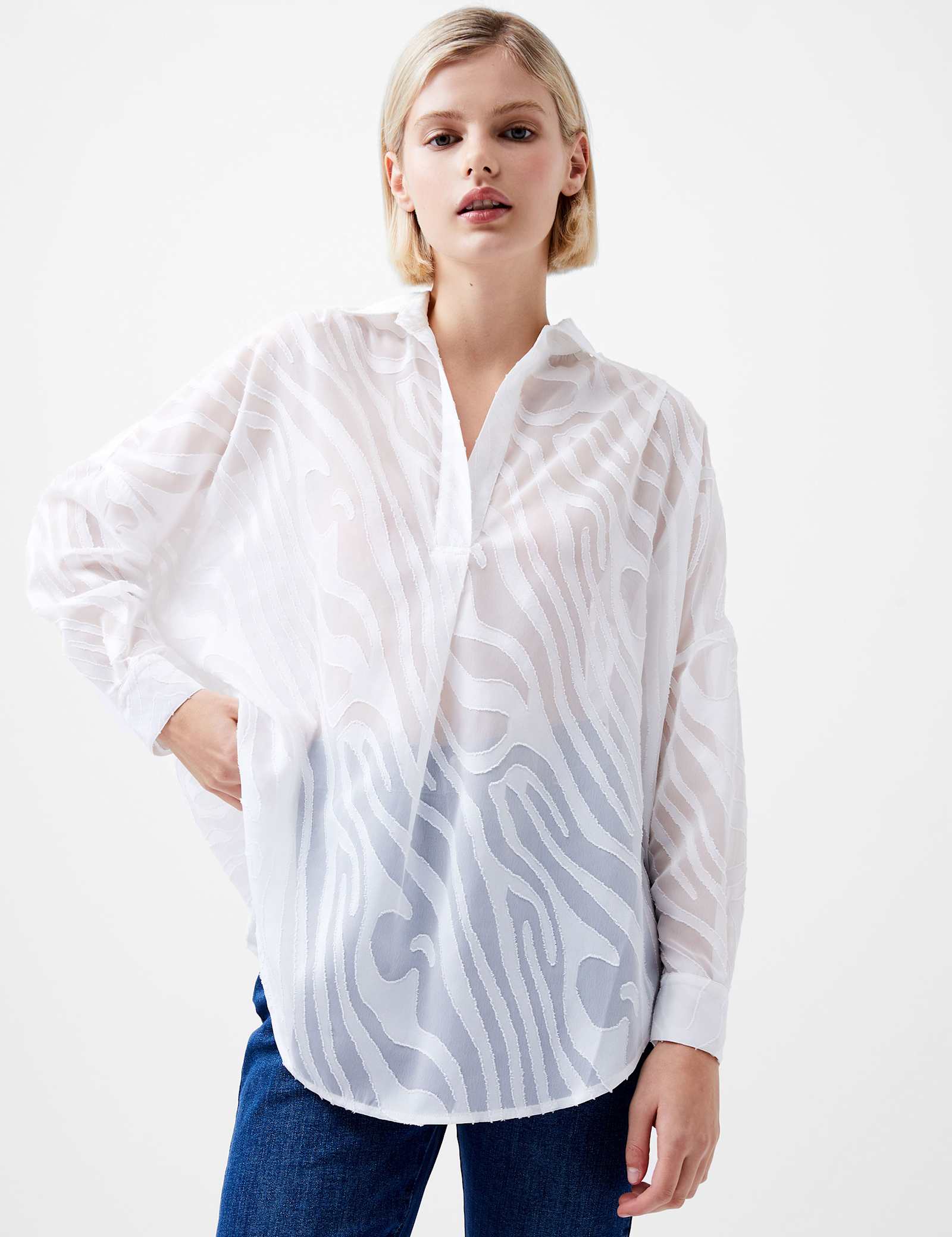 Devore Zebra Popover Blouse - image 5