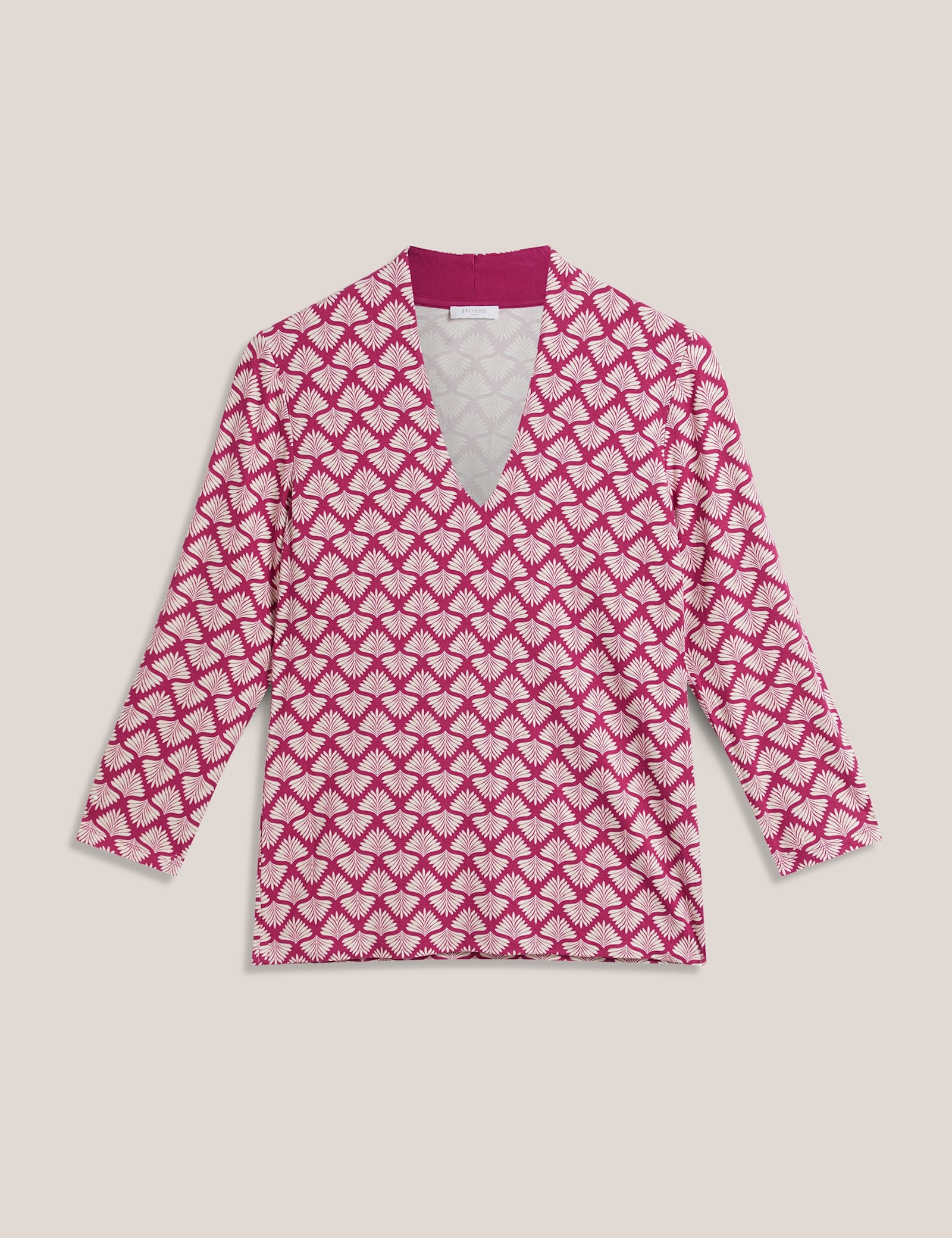 Jersey Printed V-Neck Top - image 1