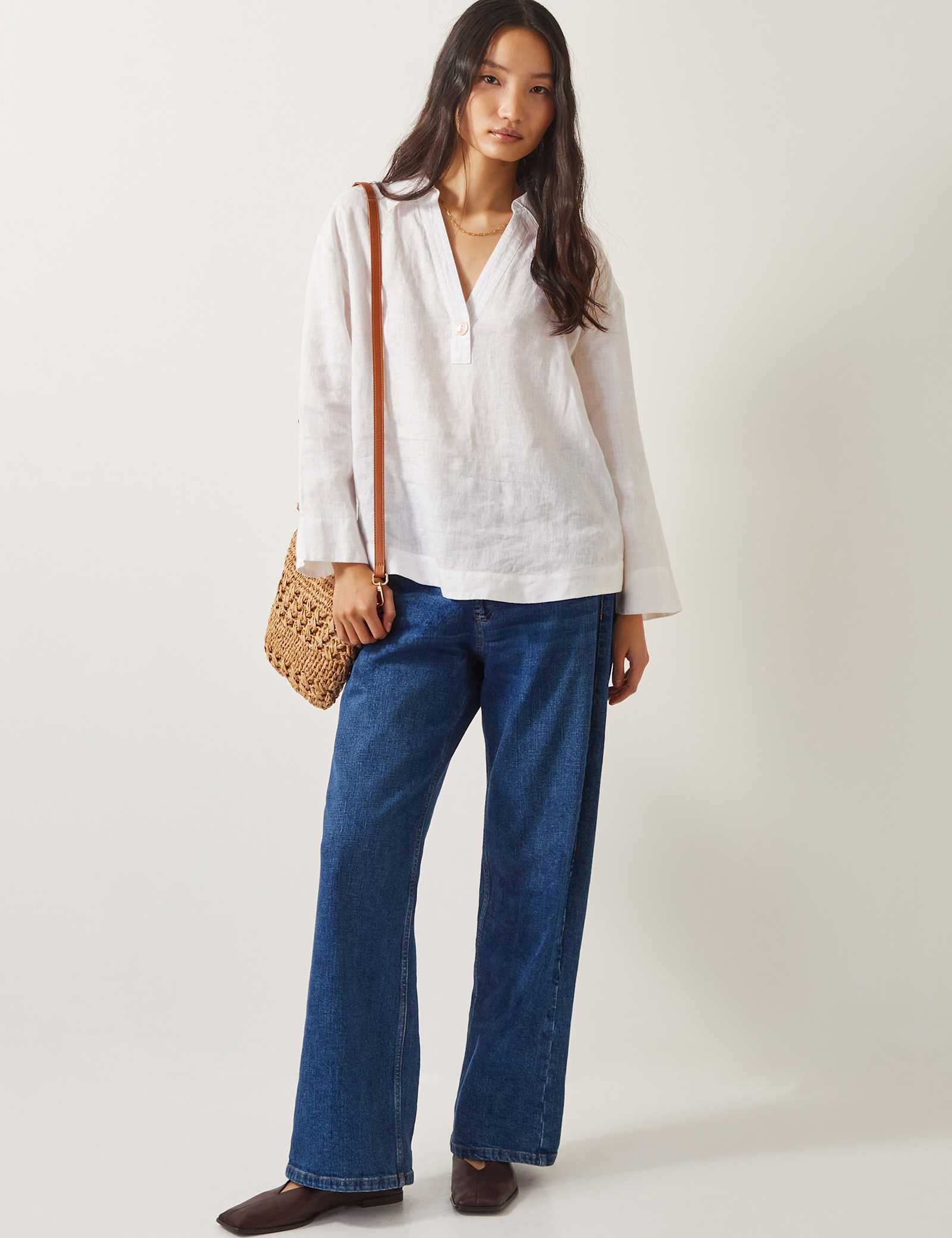 Pure Linen V-Neck Blouse - image 3