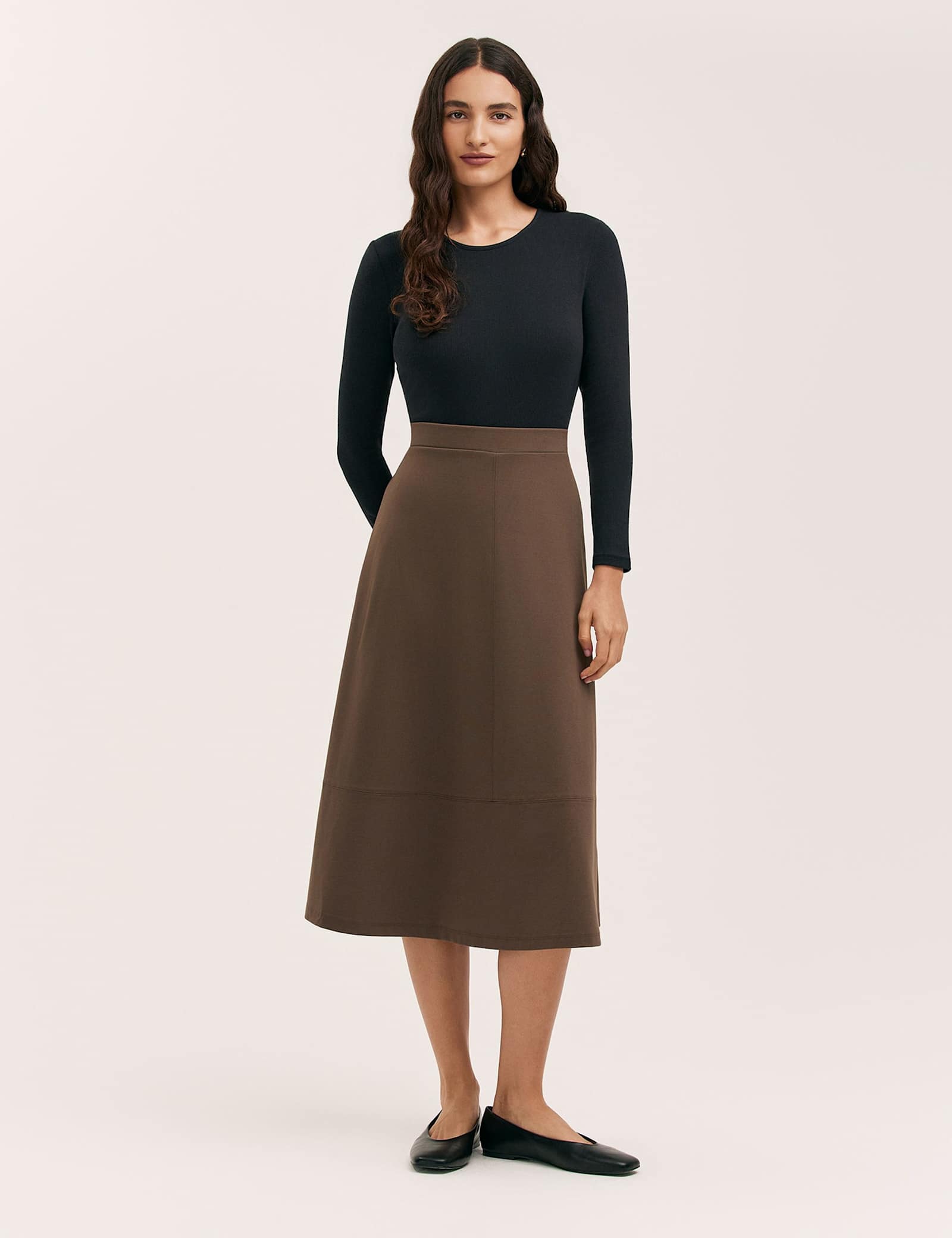 Jersey Midi A-Line Skirt - image 1