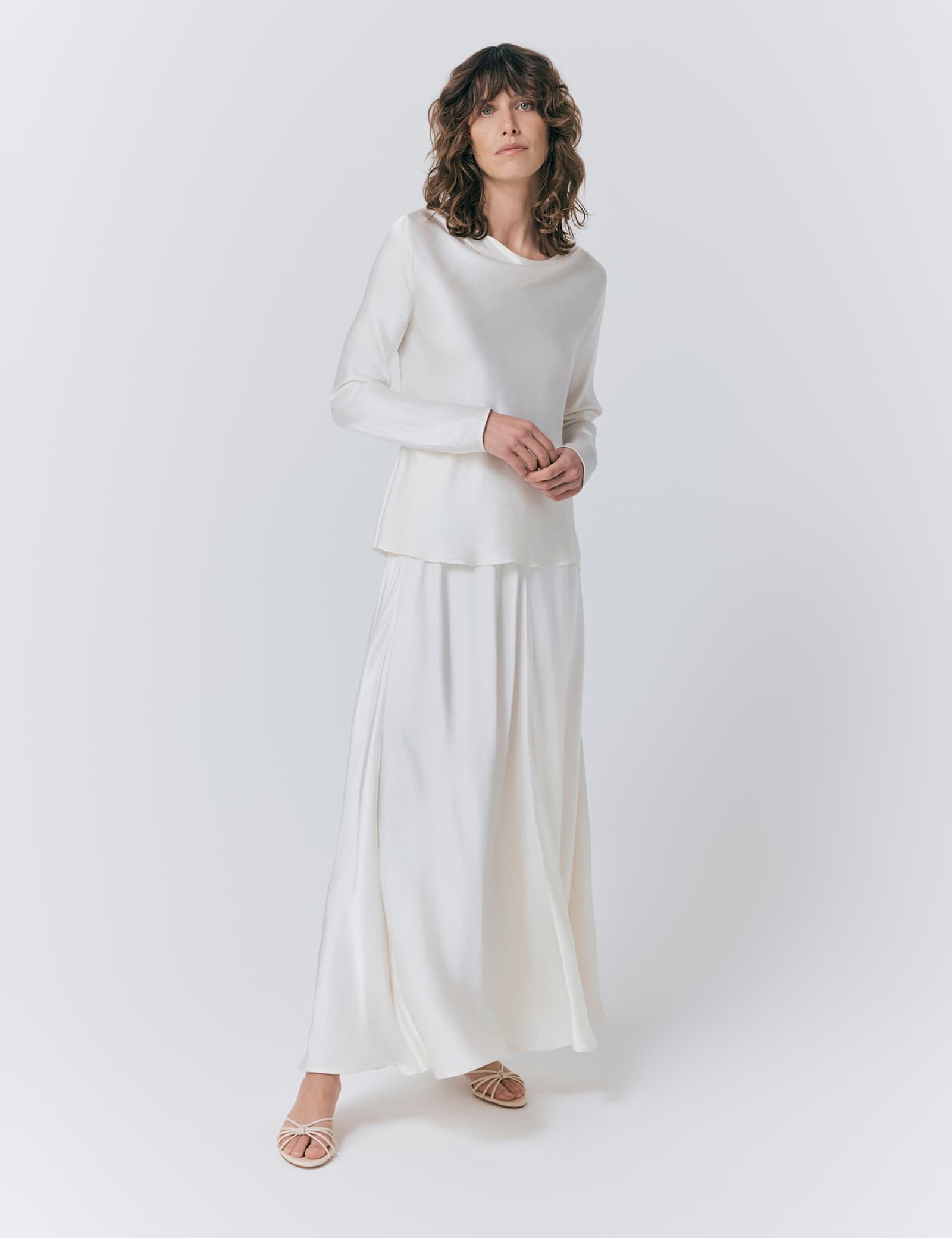 Satin Maxi Slip Skirt - image 1