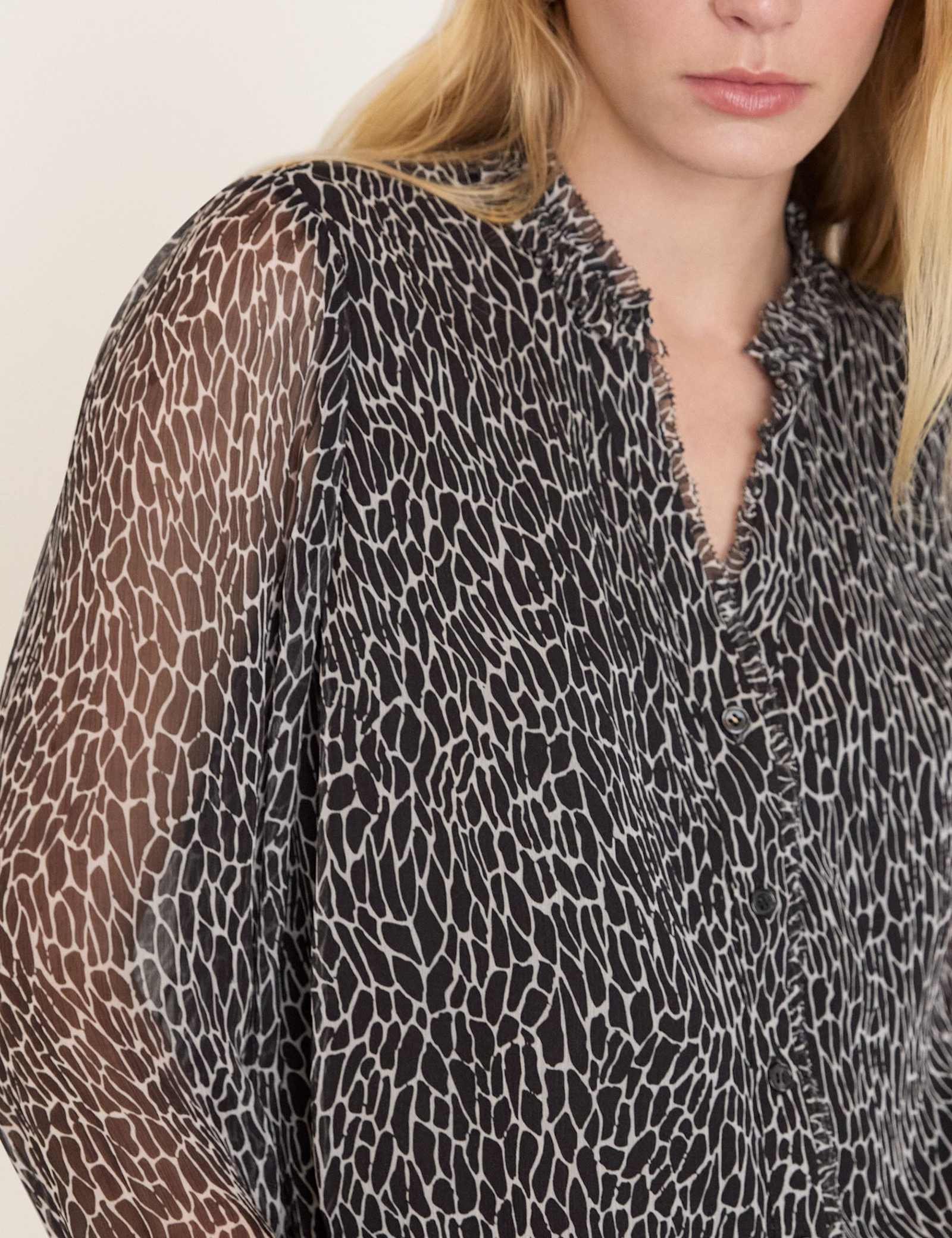 Animal Print Frill Detail Blouse - image 4