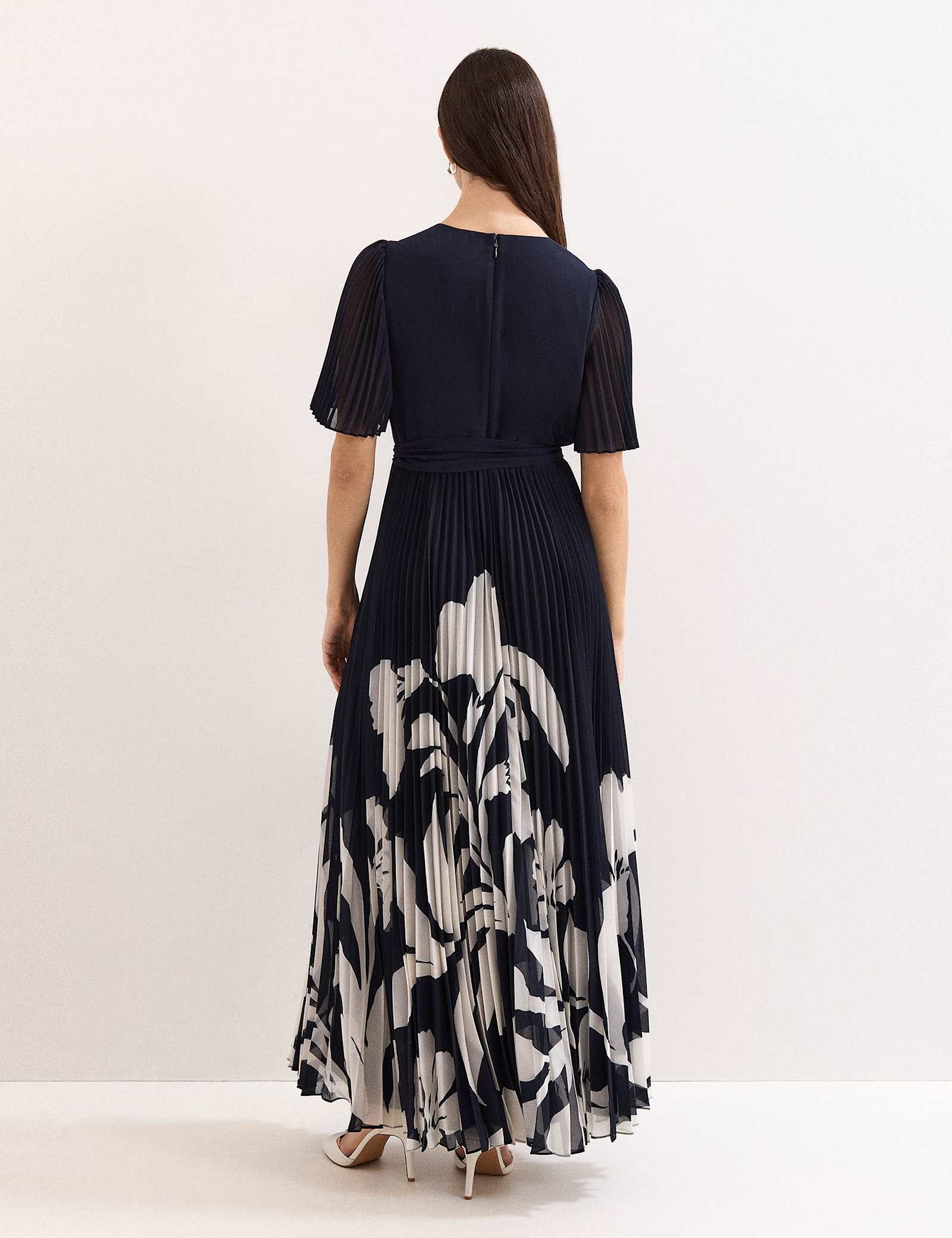Floral Pleated V-Neck Maxi Wrap Dress - image 4