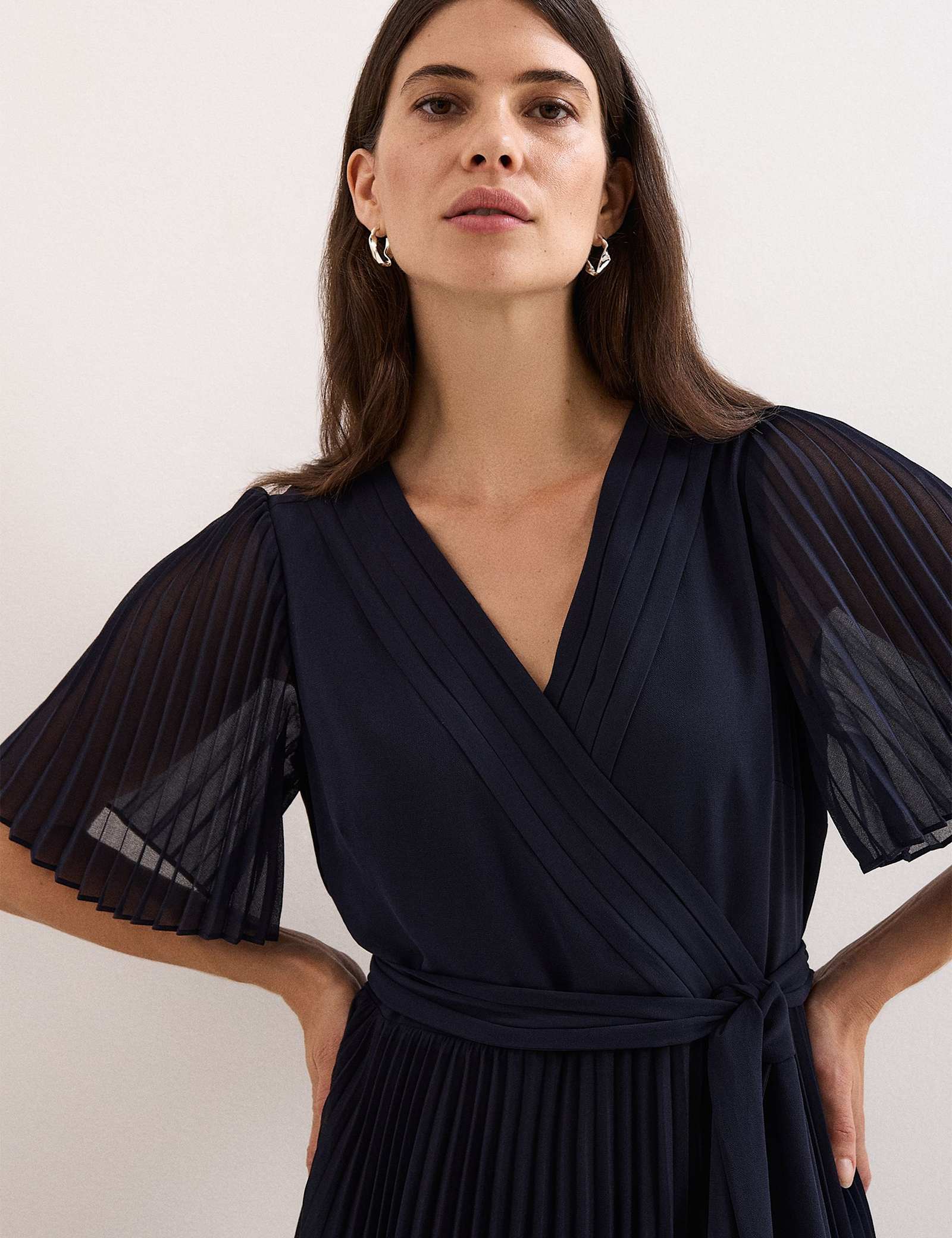 Floral Pleated V-Neck Maxi Wrap Dress - image 3