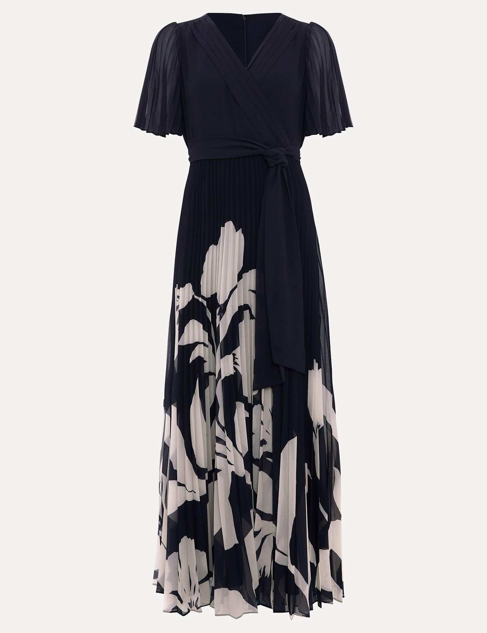 Floral Pleated V-Neck Maxi Wrap Dress - image 1