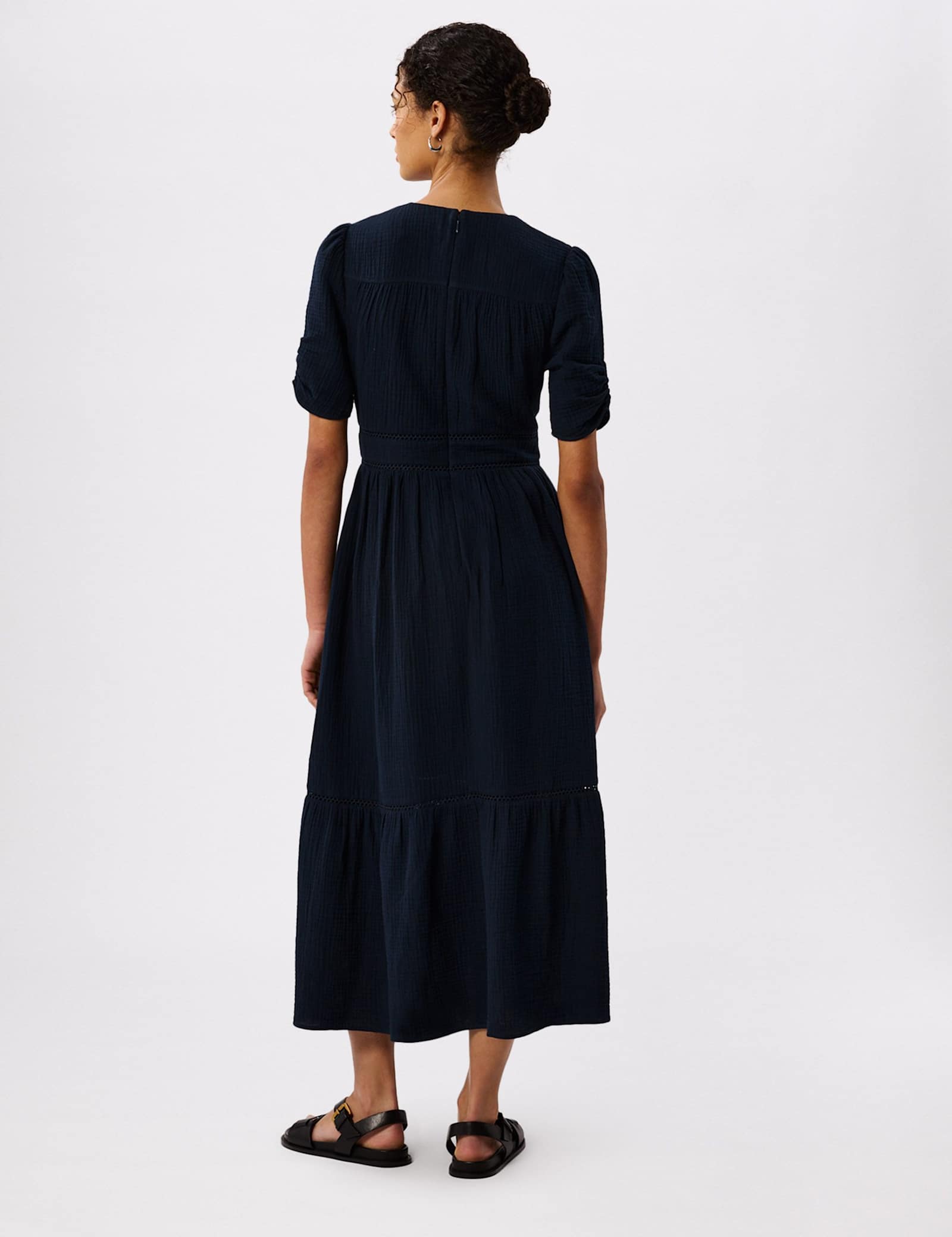 Pure Cotton Textured V-Neck Midi Relaxed Dress - image 2