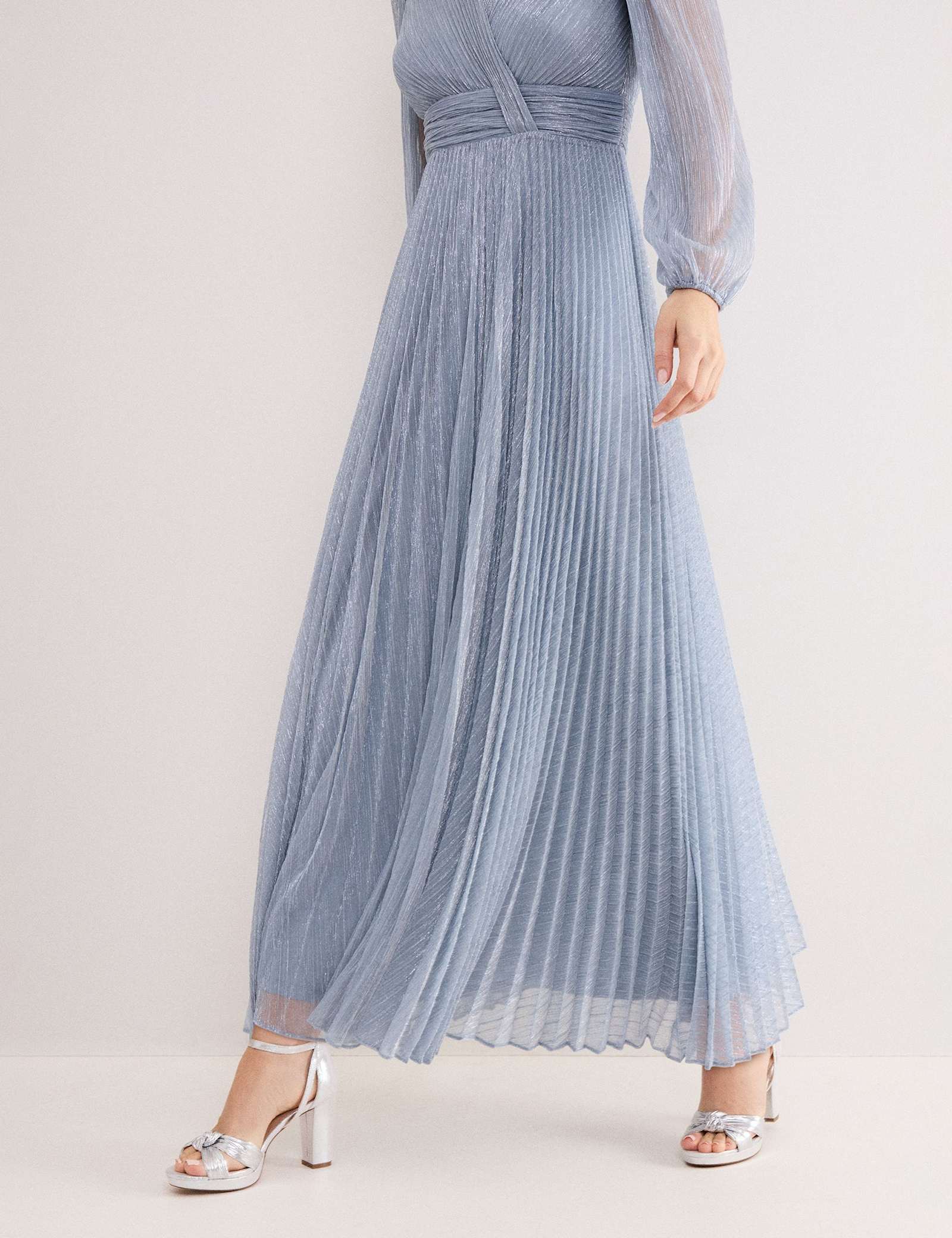 Textured V-Neck Midi Waisted Dress - image 4
