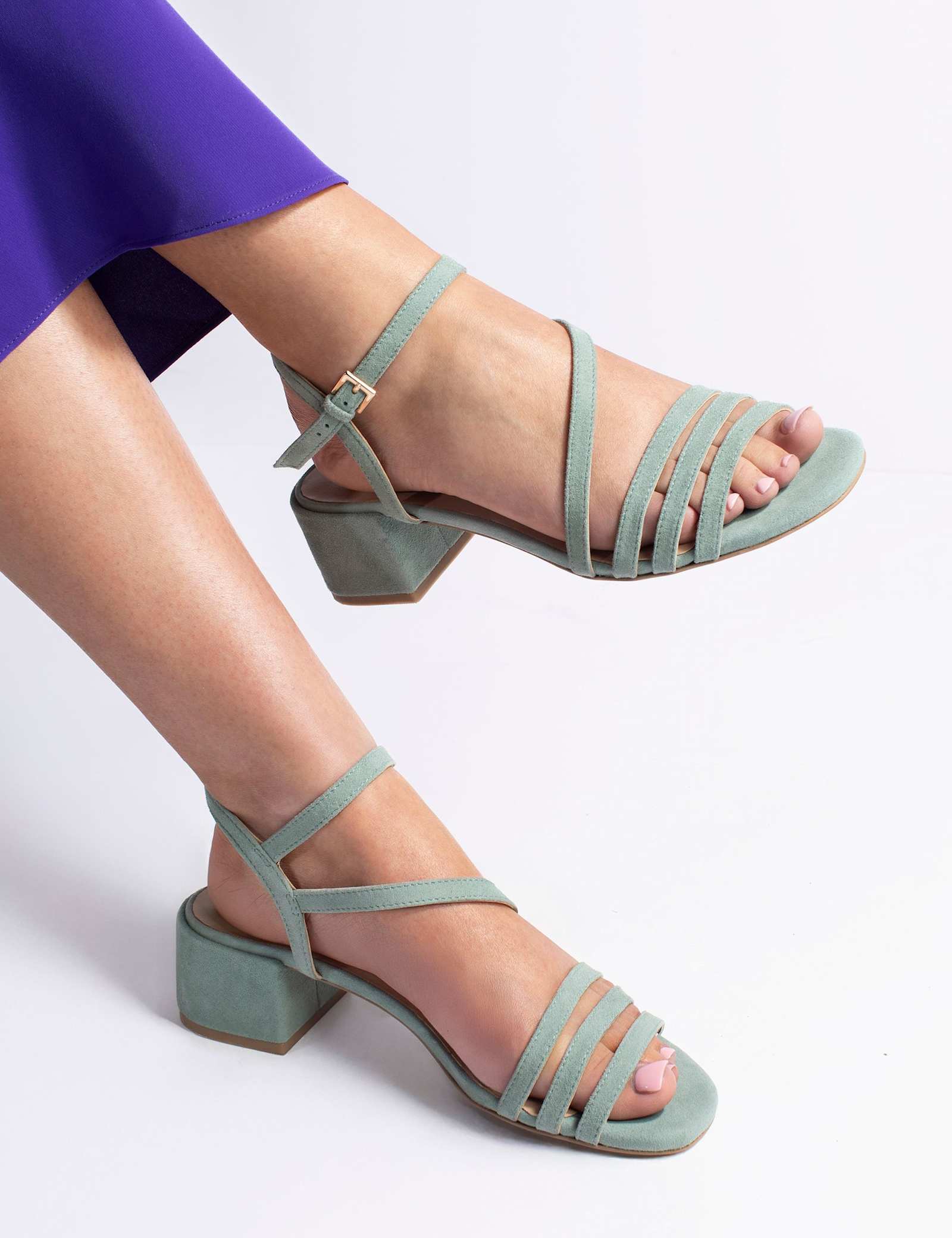 Leather Ankle Strap Block Heel Sandals - image 3