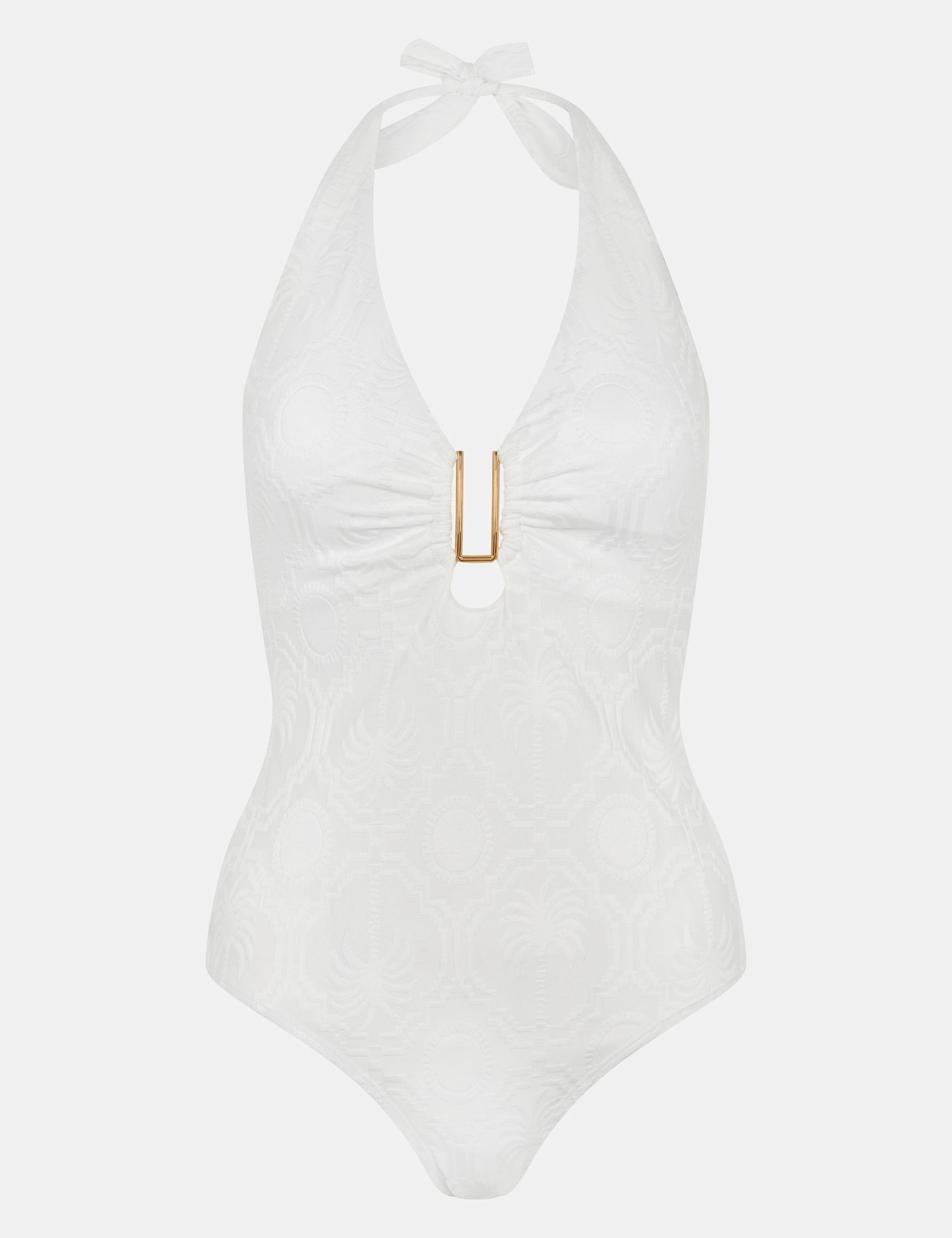 Textured Ring Detail Halterneck Swimsuit - image 1