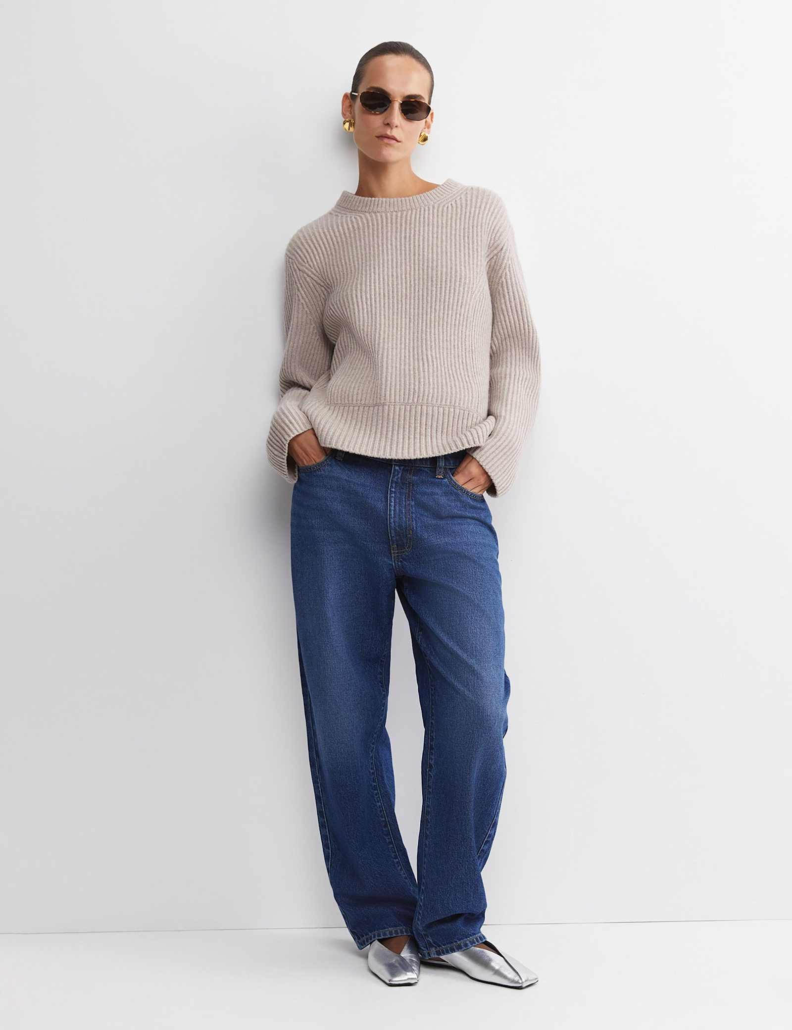 Pure Wool Ribbed Crew Neck Relaxed Jumper - image 2