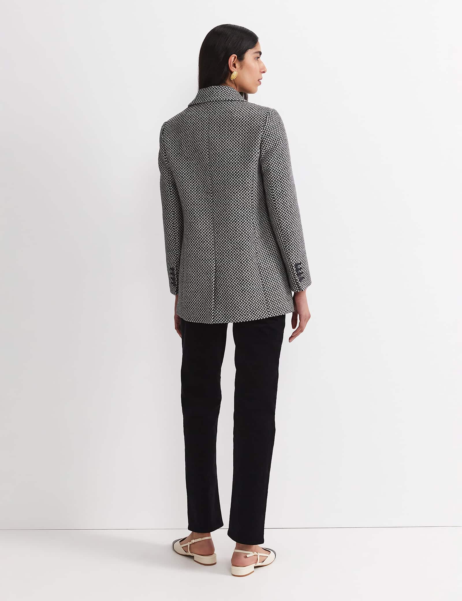 Wool Blend Checked Double Breasted Blazer - image 3