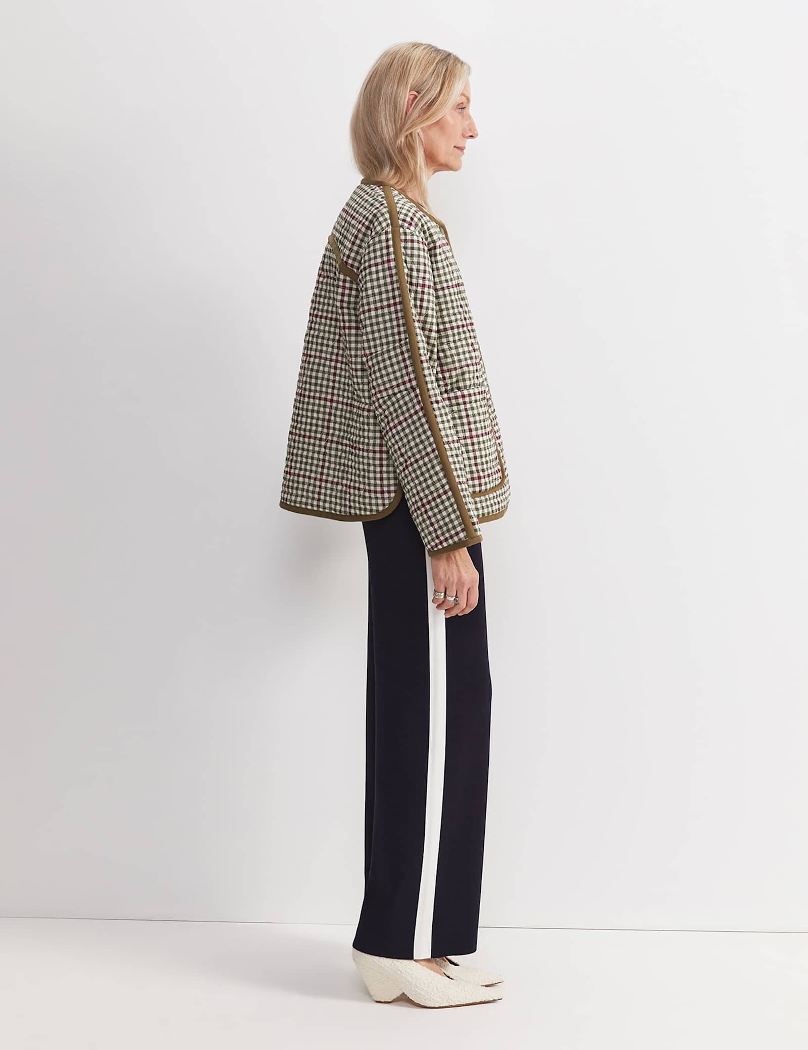 Pure Cotton Checked Quilted Relaxed Jacket - image 3