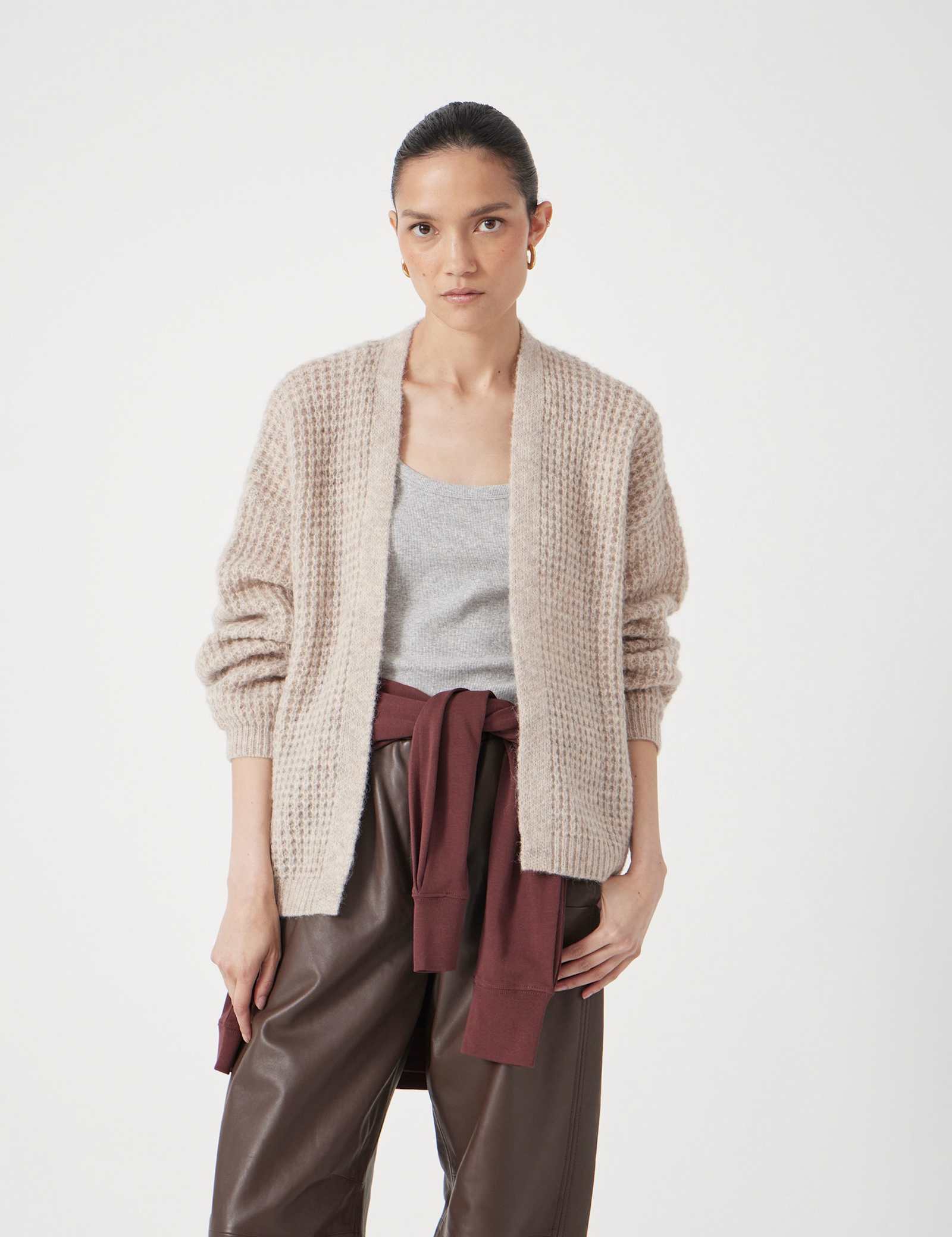 Wool Blend Textured Relaxed Cardigan - image 4