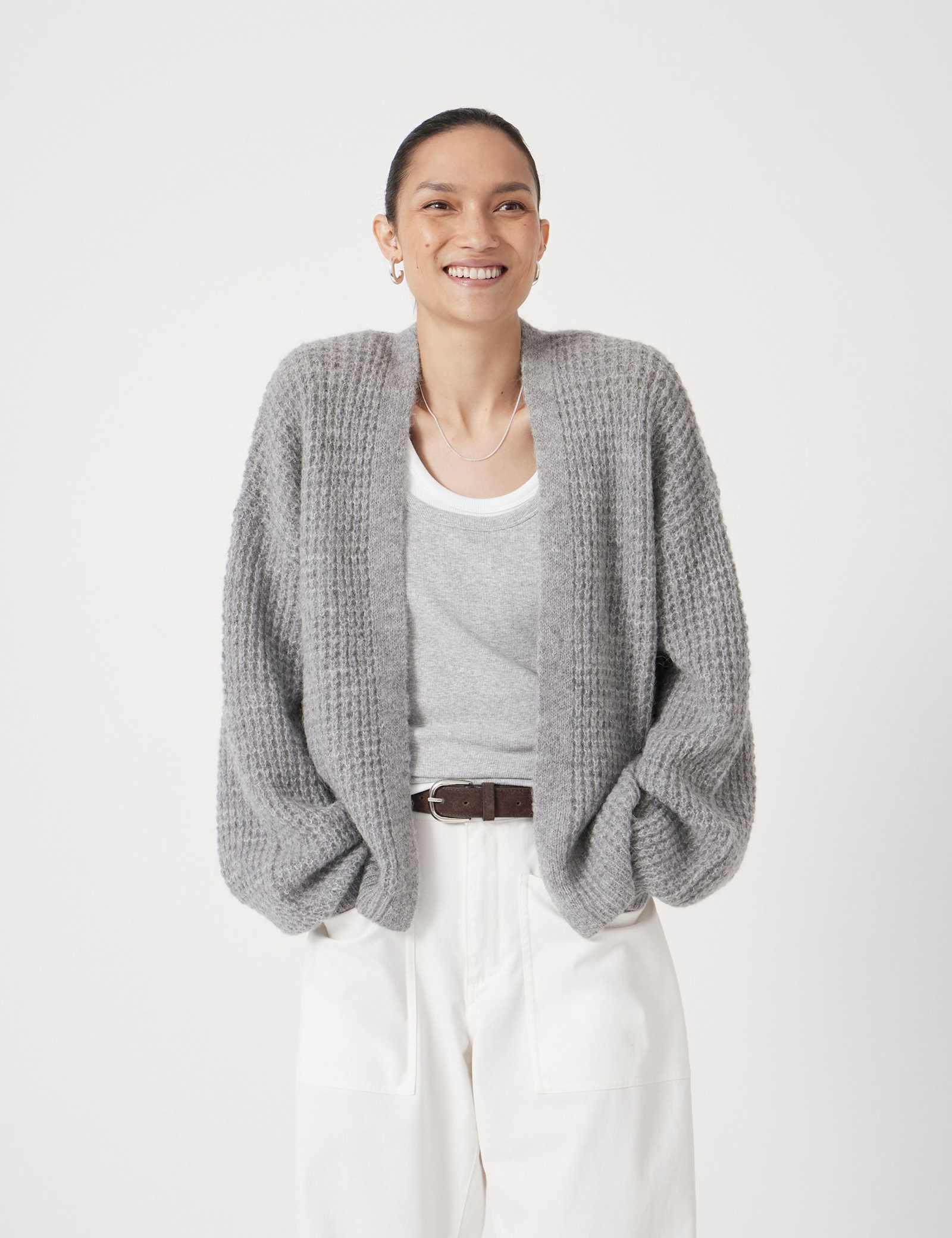 Wool Blend Textured Relaxed Cardigan - image 5