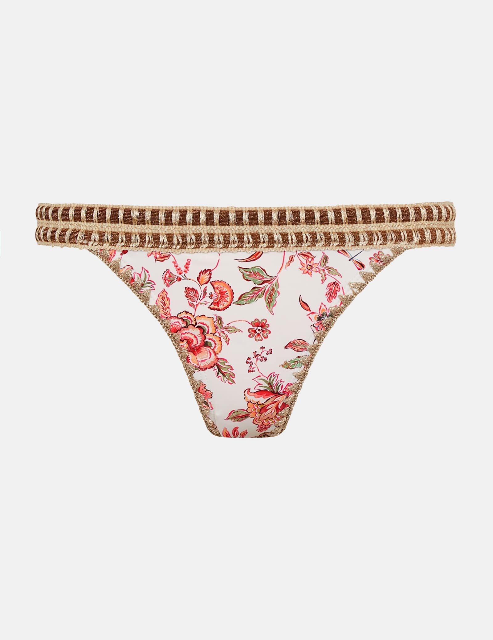 Floral Embroidered High Leg Bikini Bottoms - image 1