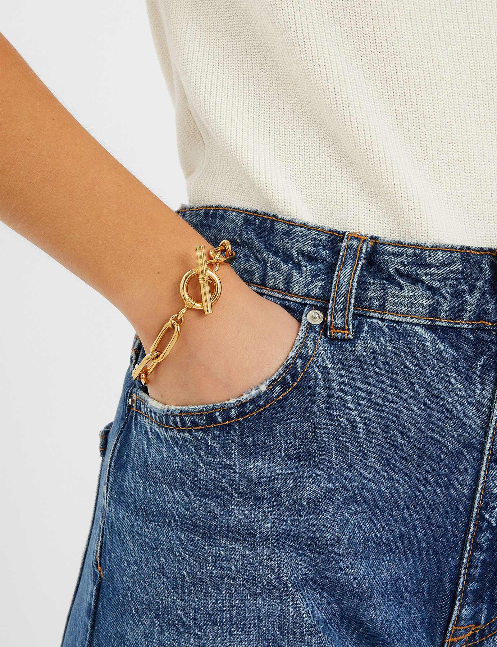 14ct Gold Plated Chunky T-Bar Bracelet - image 2
