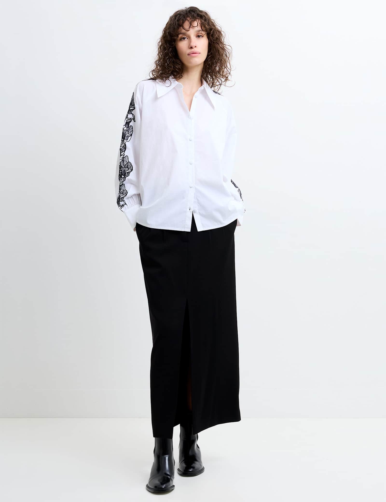 Pure Cotton Embroidered Collared Shirt - image 2