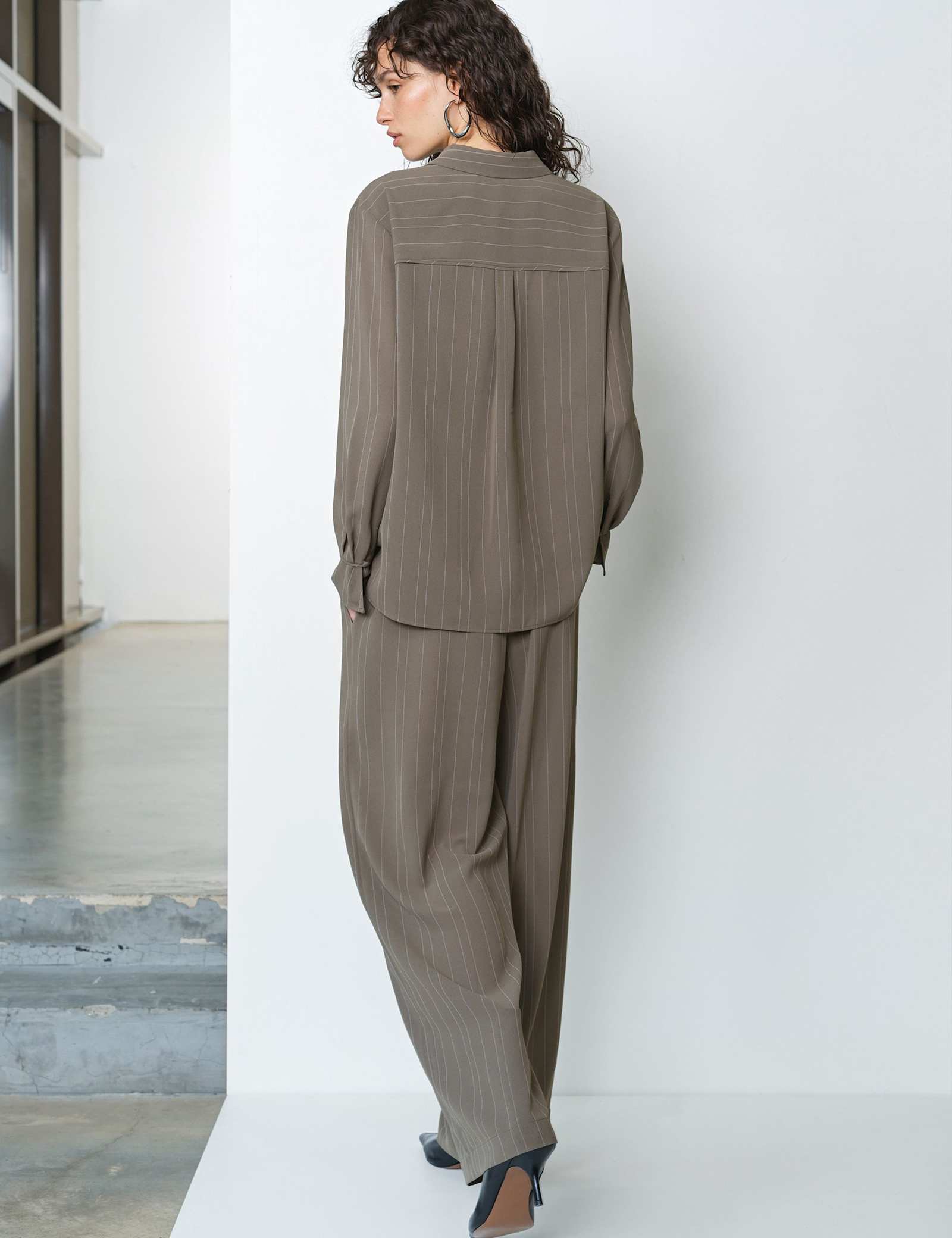 Pinstripe Collared Yoke Detail Shirt - image 4