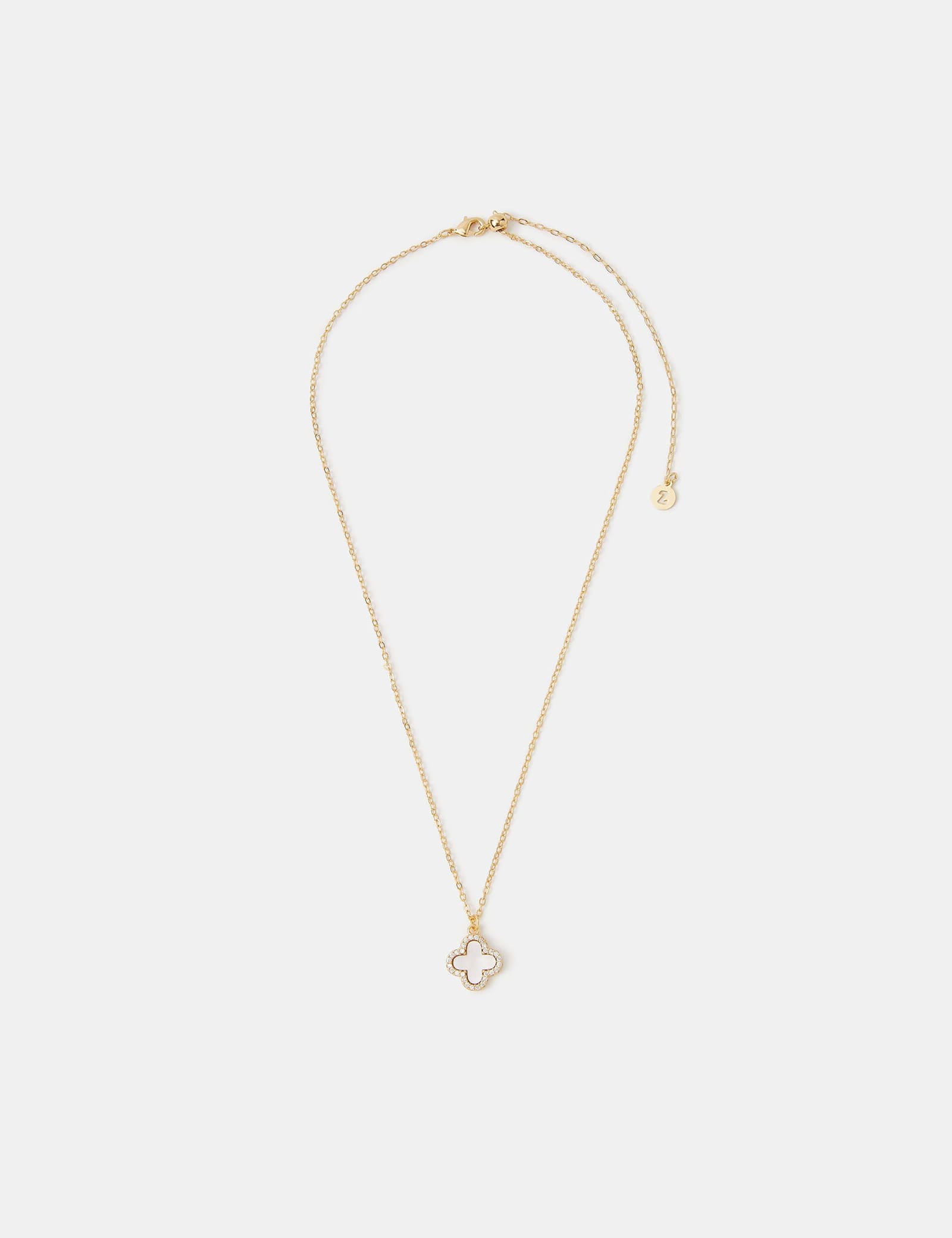 14ct Gold Plated Mother of Pearl Clover Pendant - image 1