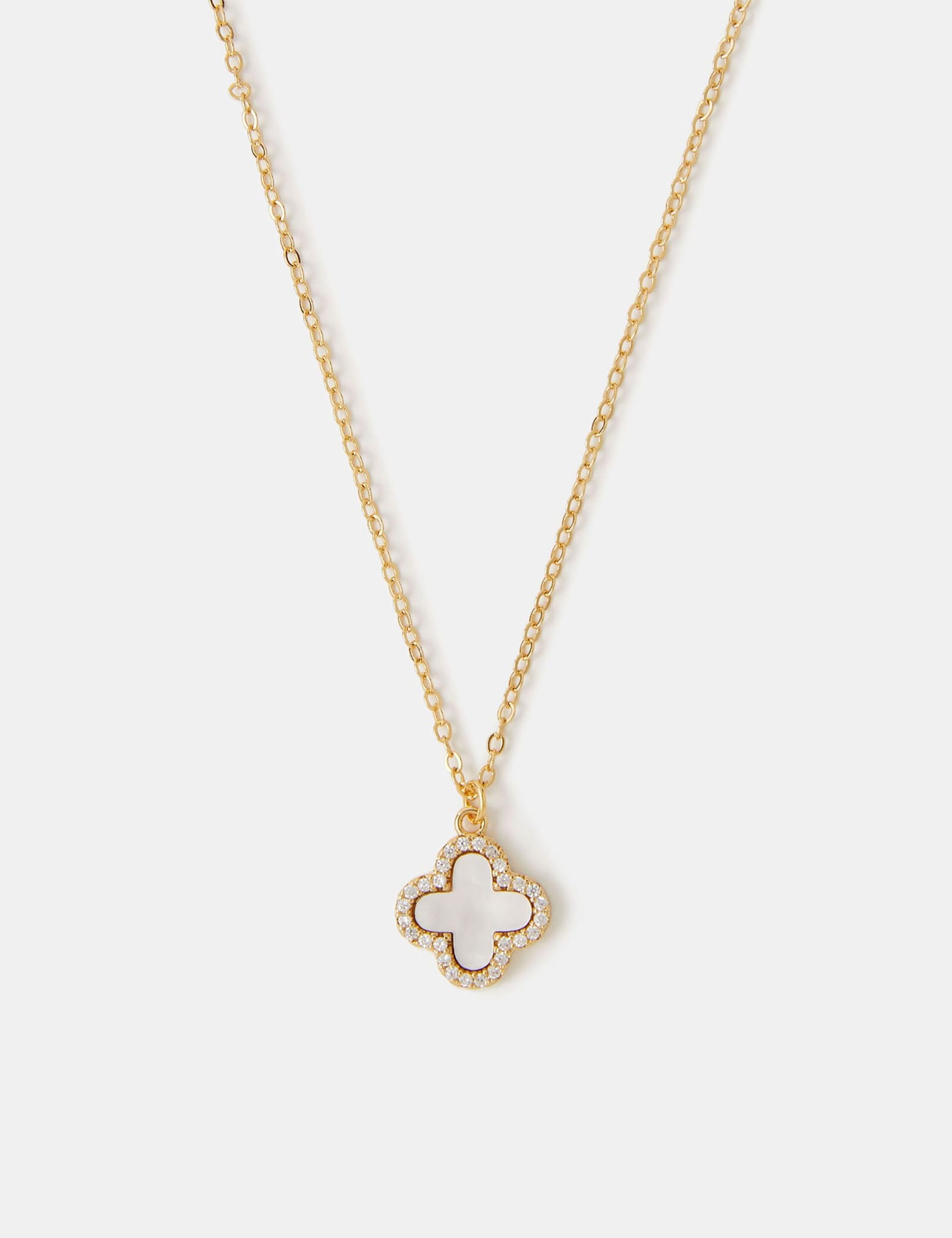 14ct Gold Plated Mother of Pearl Clover Pendant - image 2