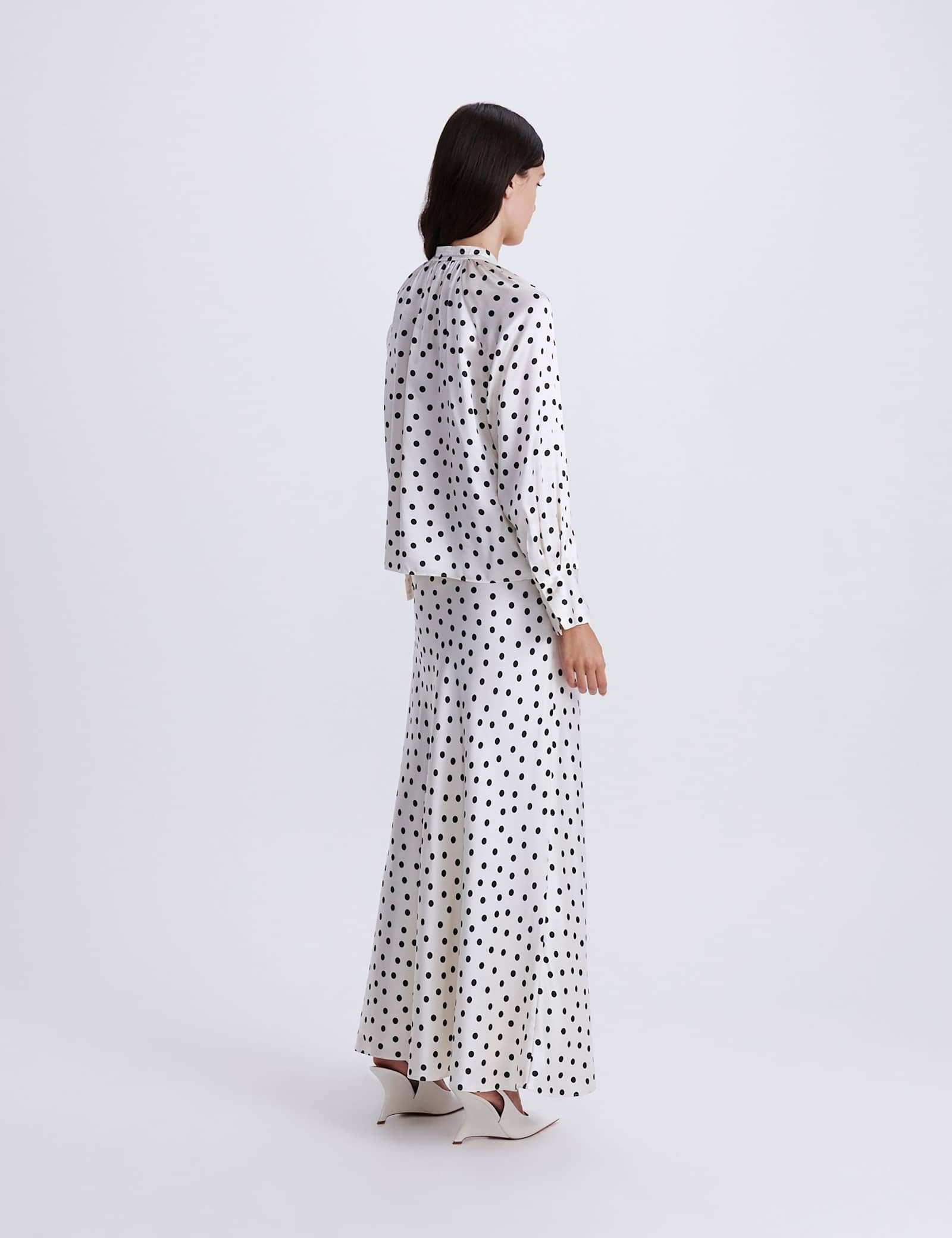 Pure Silk Polka Dot High Neck Blouse - image 4