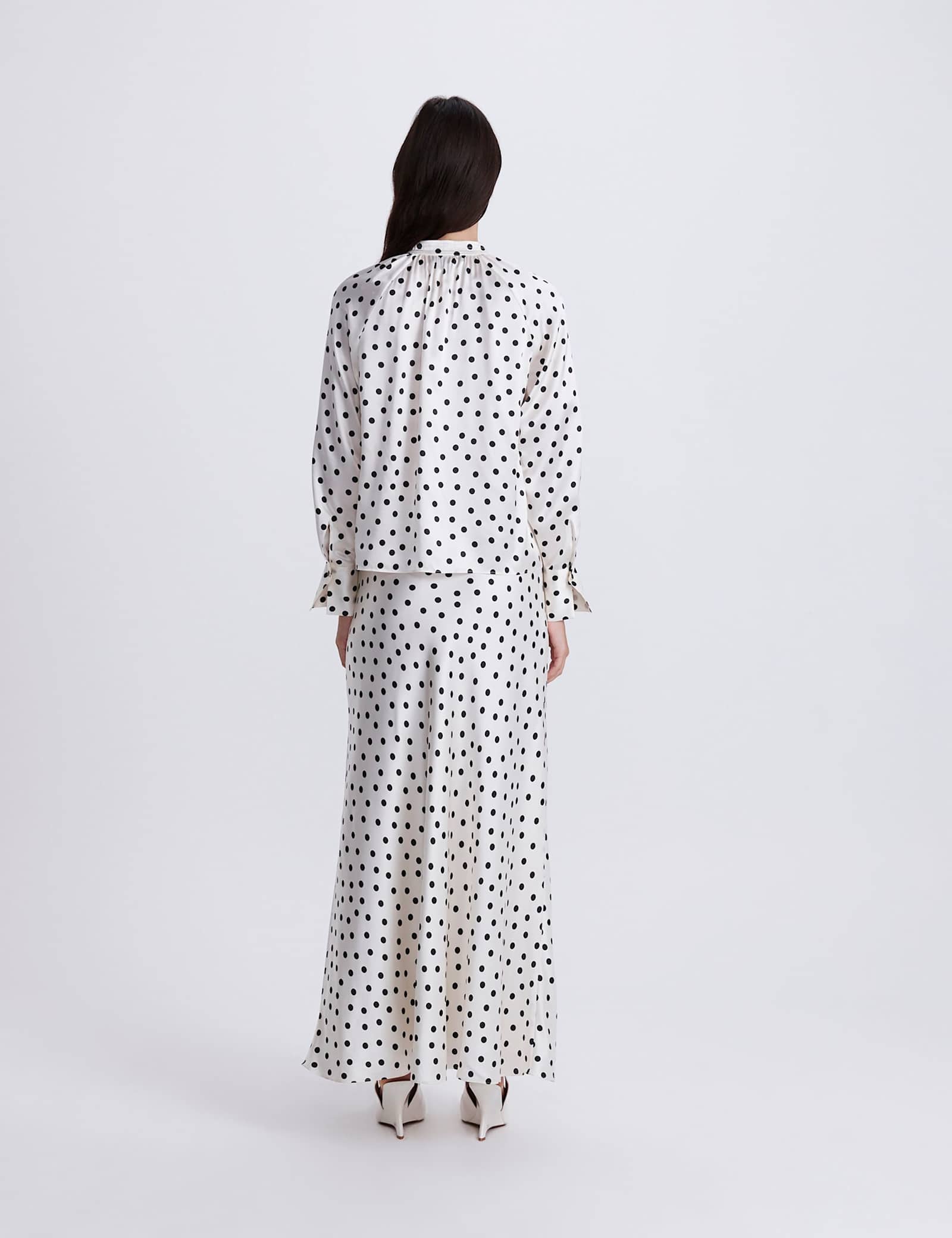 Pure Silk Polka Dot High Neck Blouse - image 2