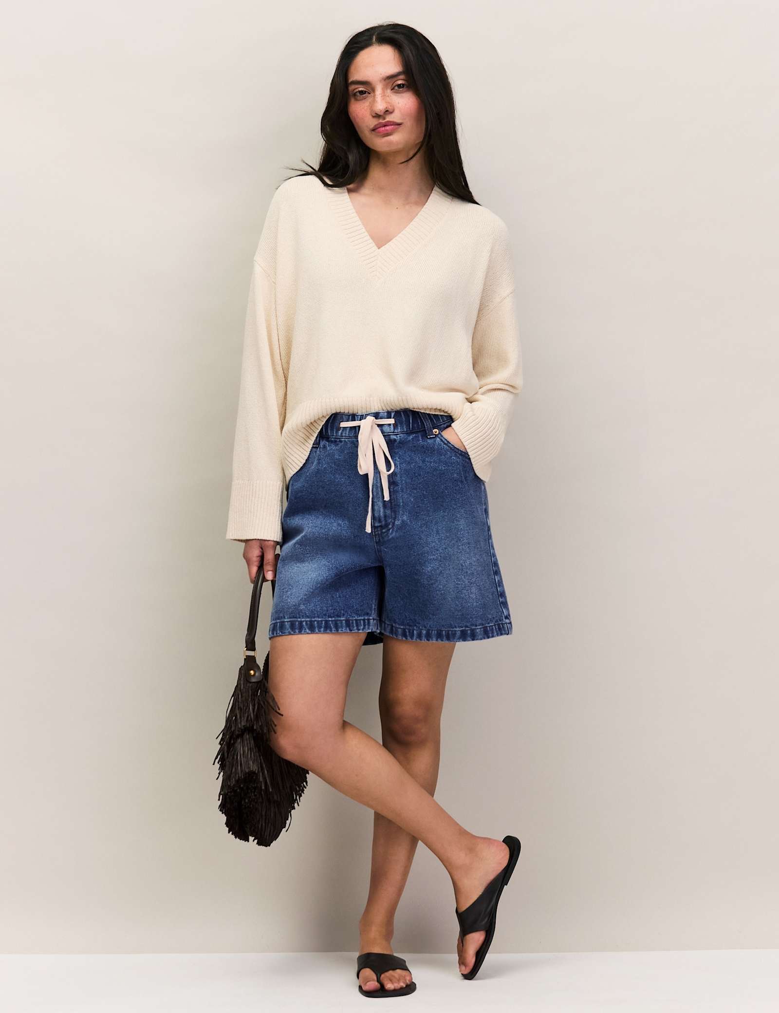 Denim Drawstring Shorts - image 5