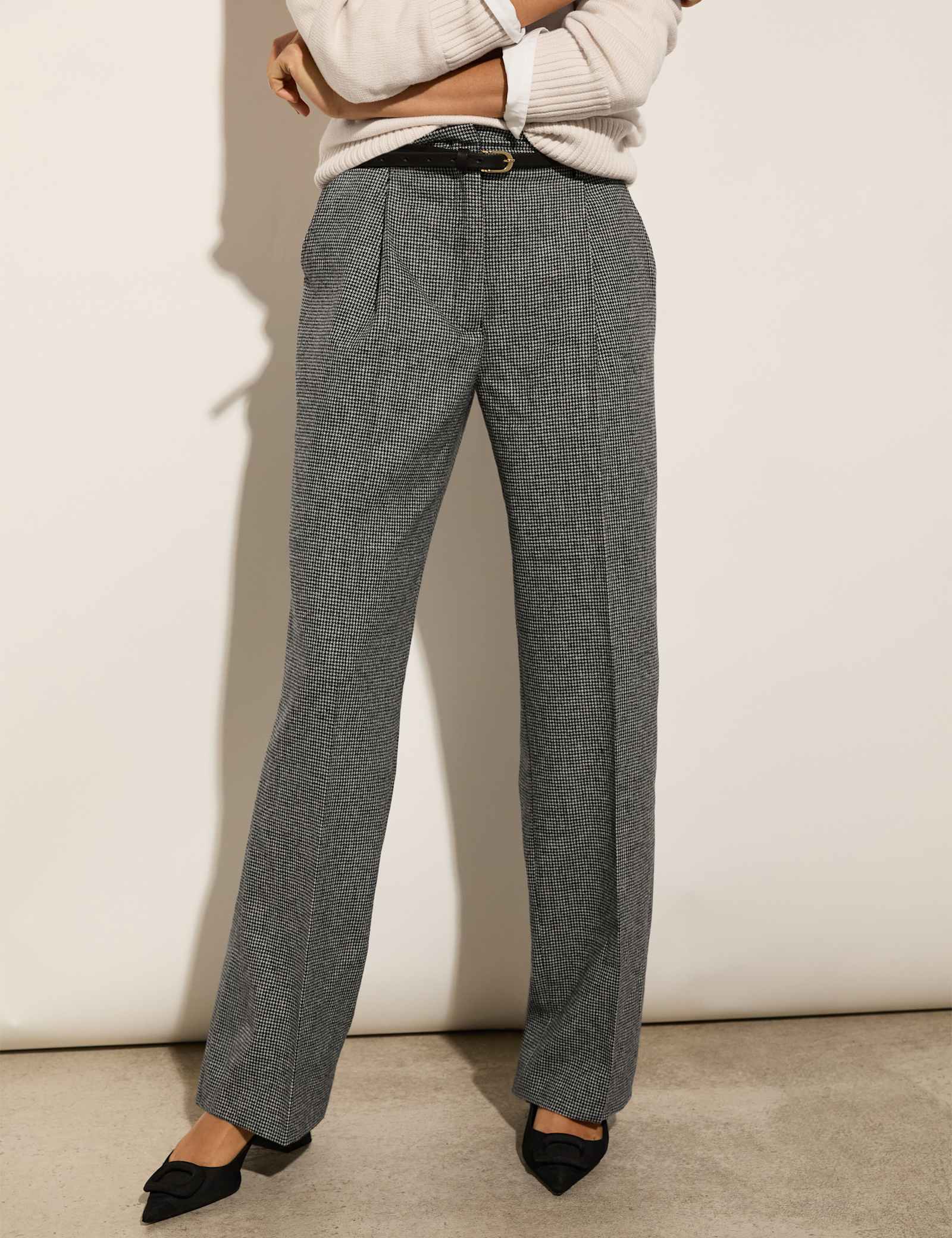 Wool Blend Straight Leg Trousers - image 4