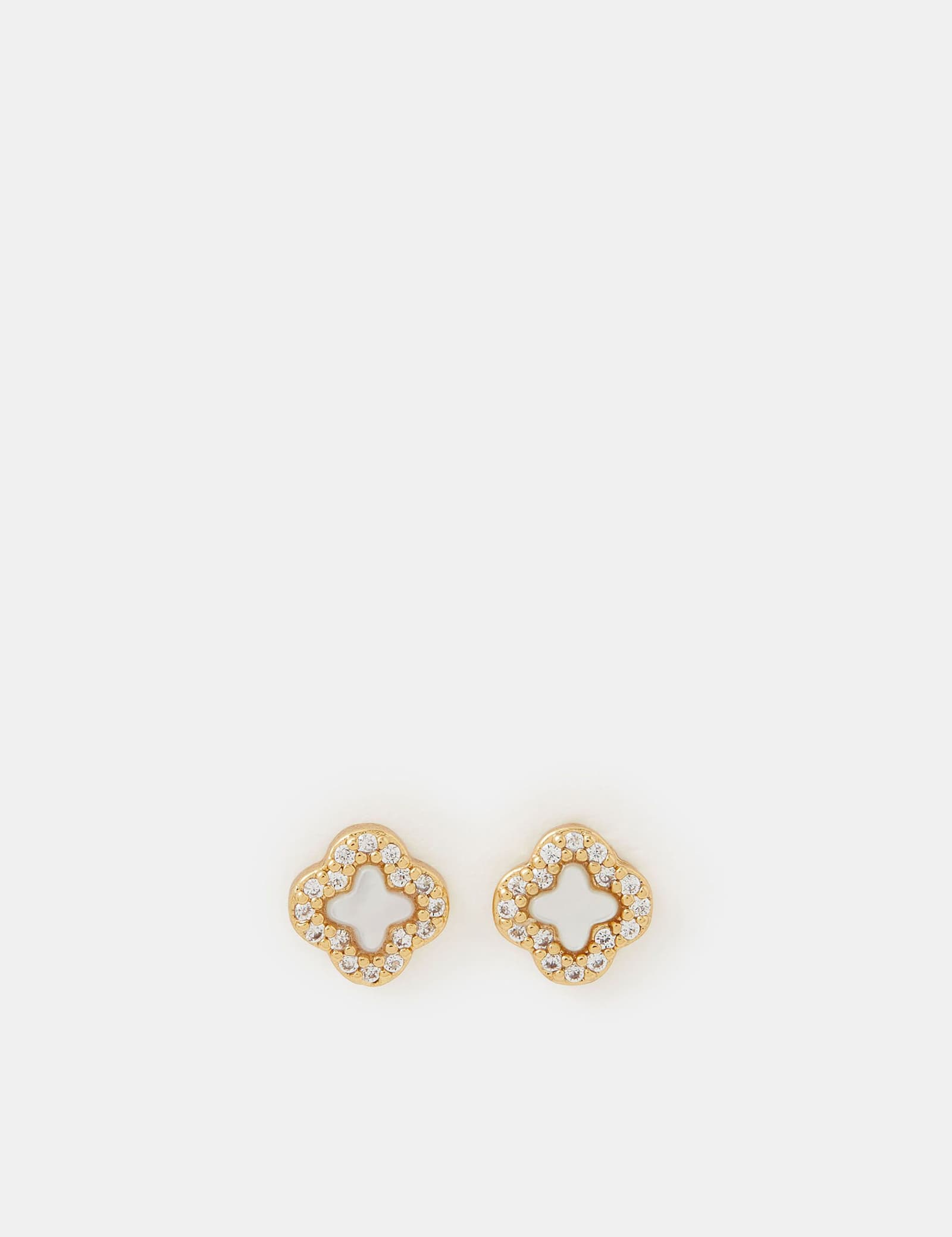 14ct Gold Plated Clover Stud Earrings - image 1