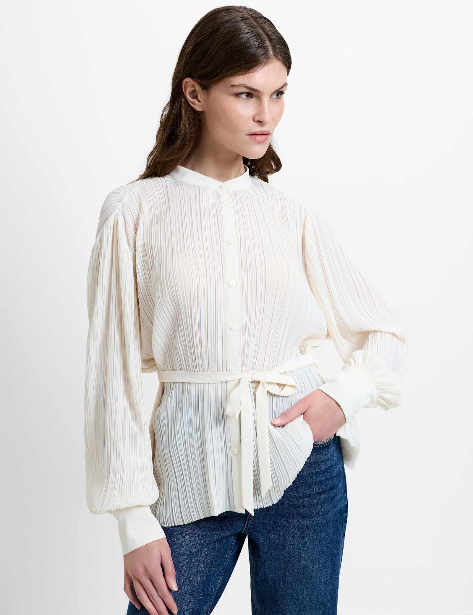 Plisse Waisted Military Blouse - image 2