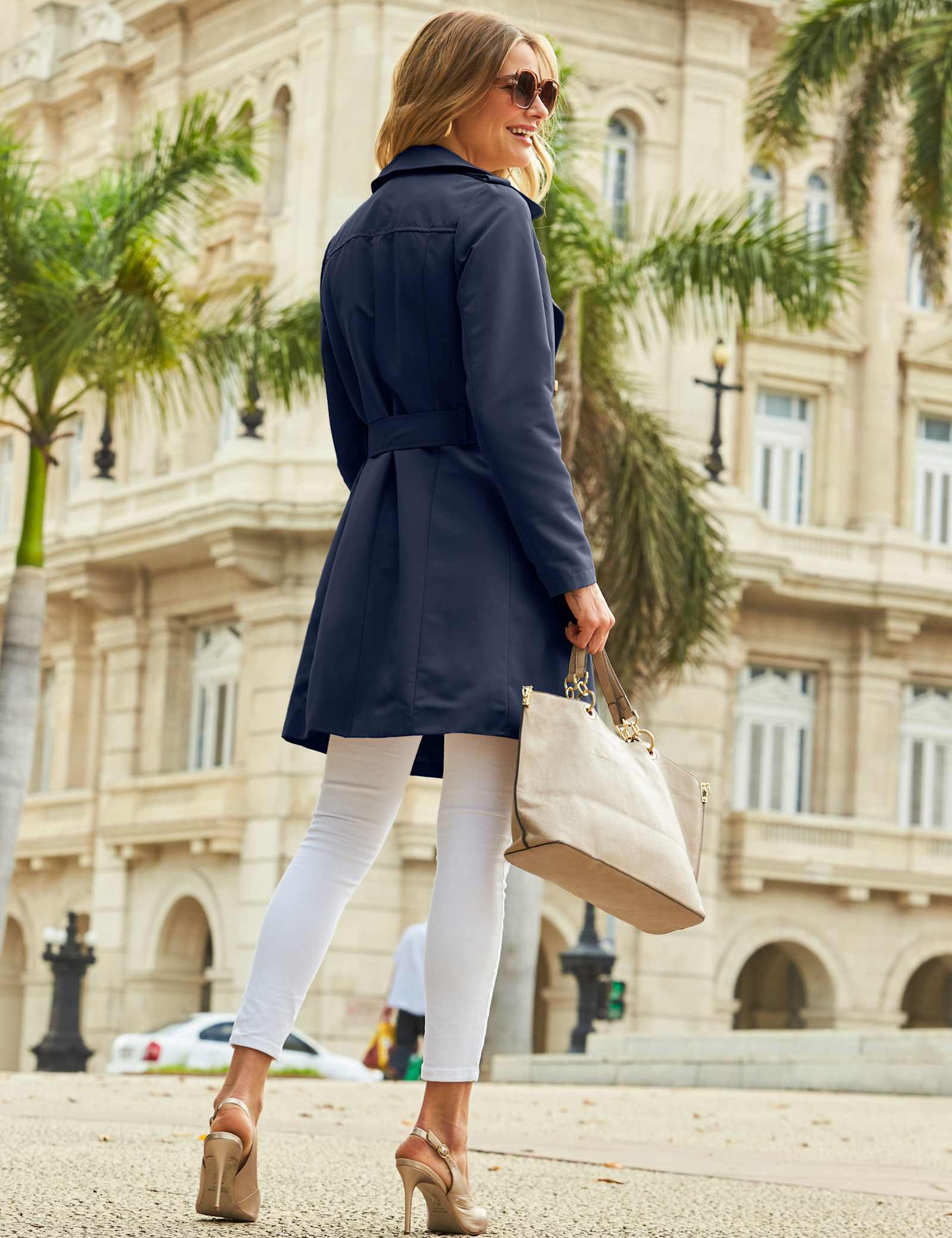 Belted Double Breasted Trench Coat - image 2