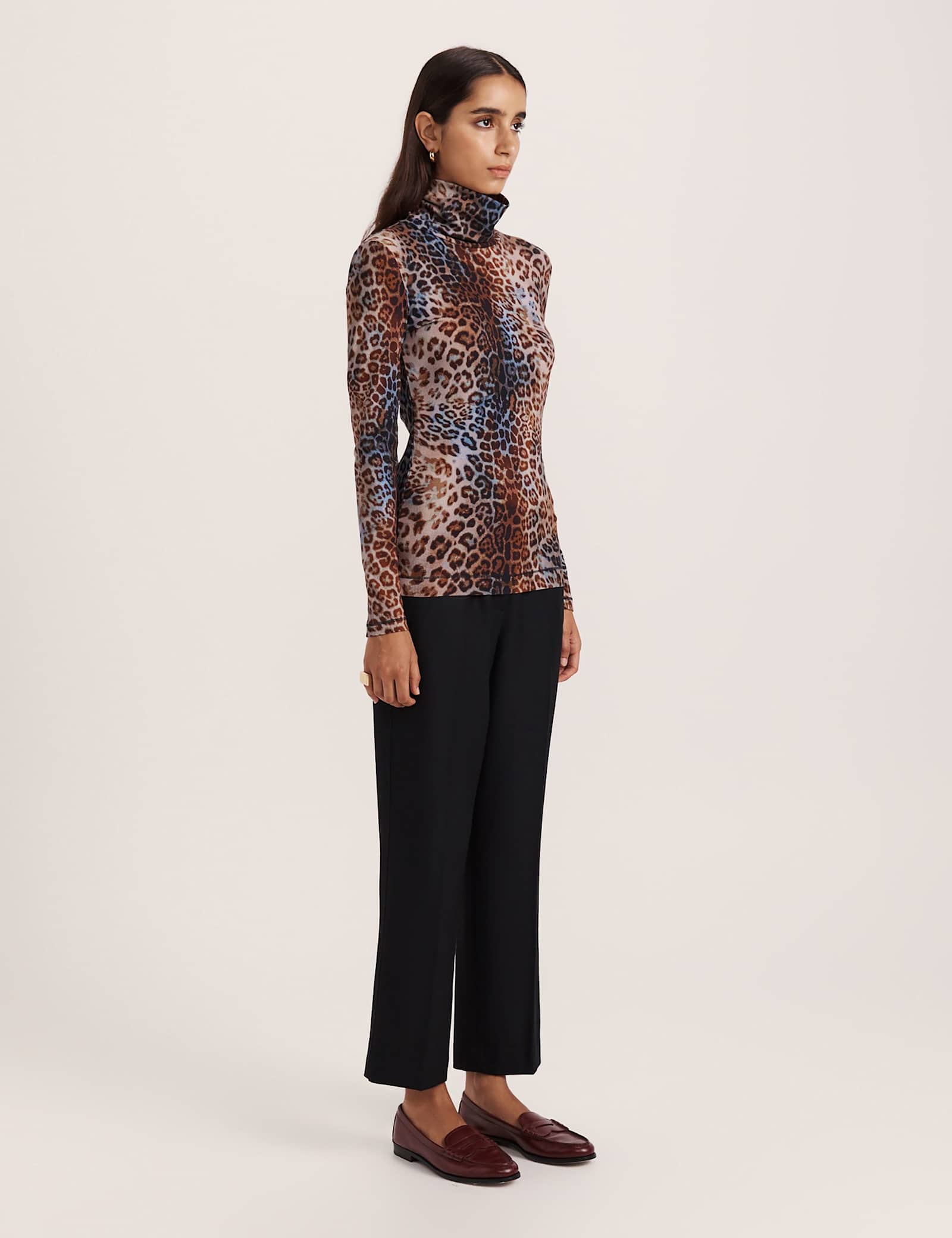 Cotton Blend Leopard Print Ribbed Top - image 4