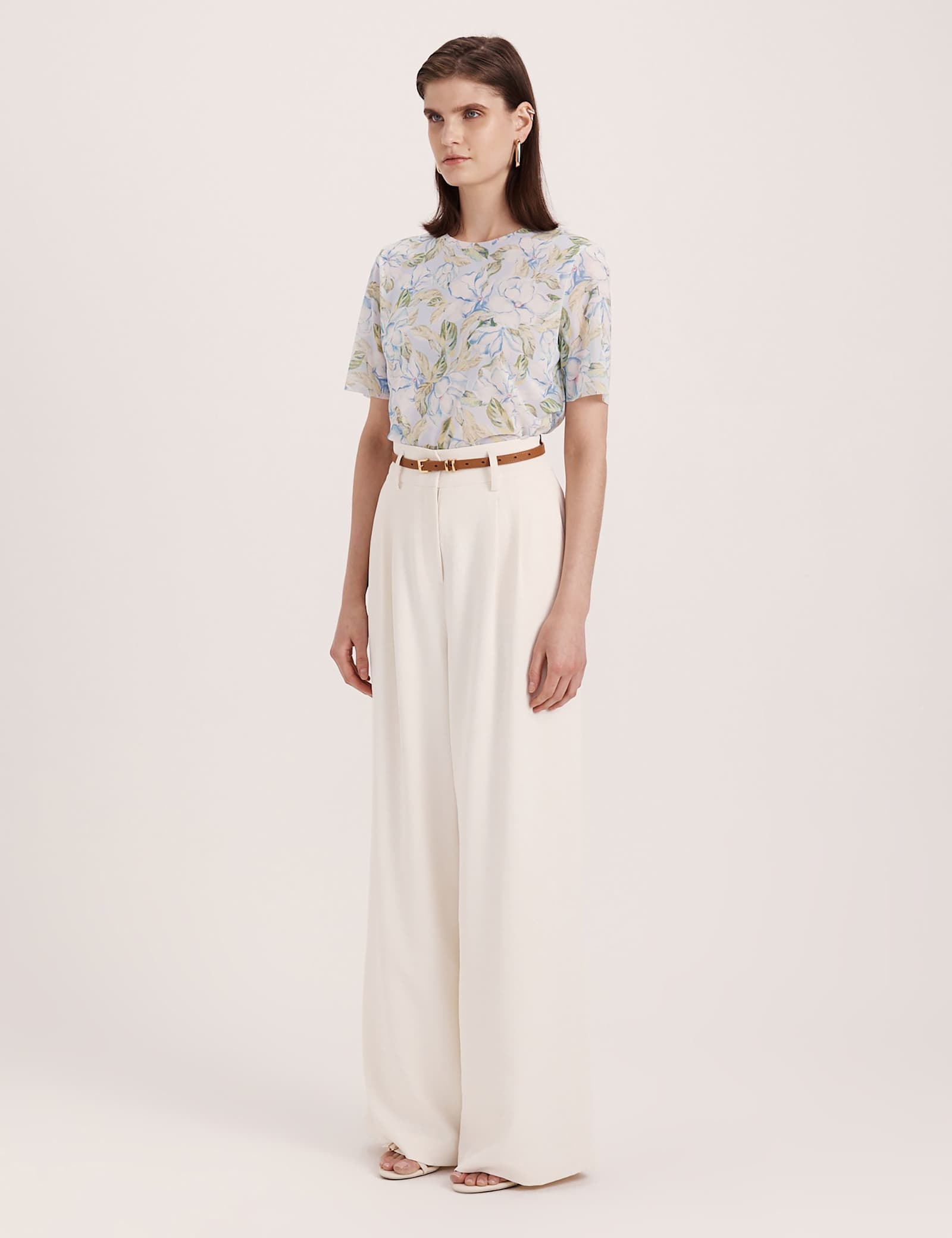 Mesh Floral Crew Neck T-Shirt - image 4