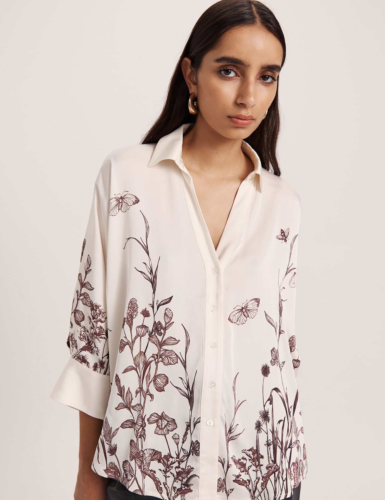 Floral Collared Relaxed Shirt - image 1