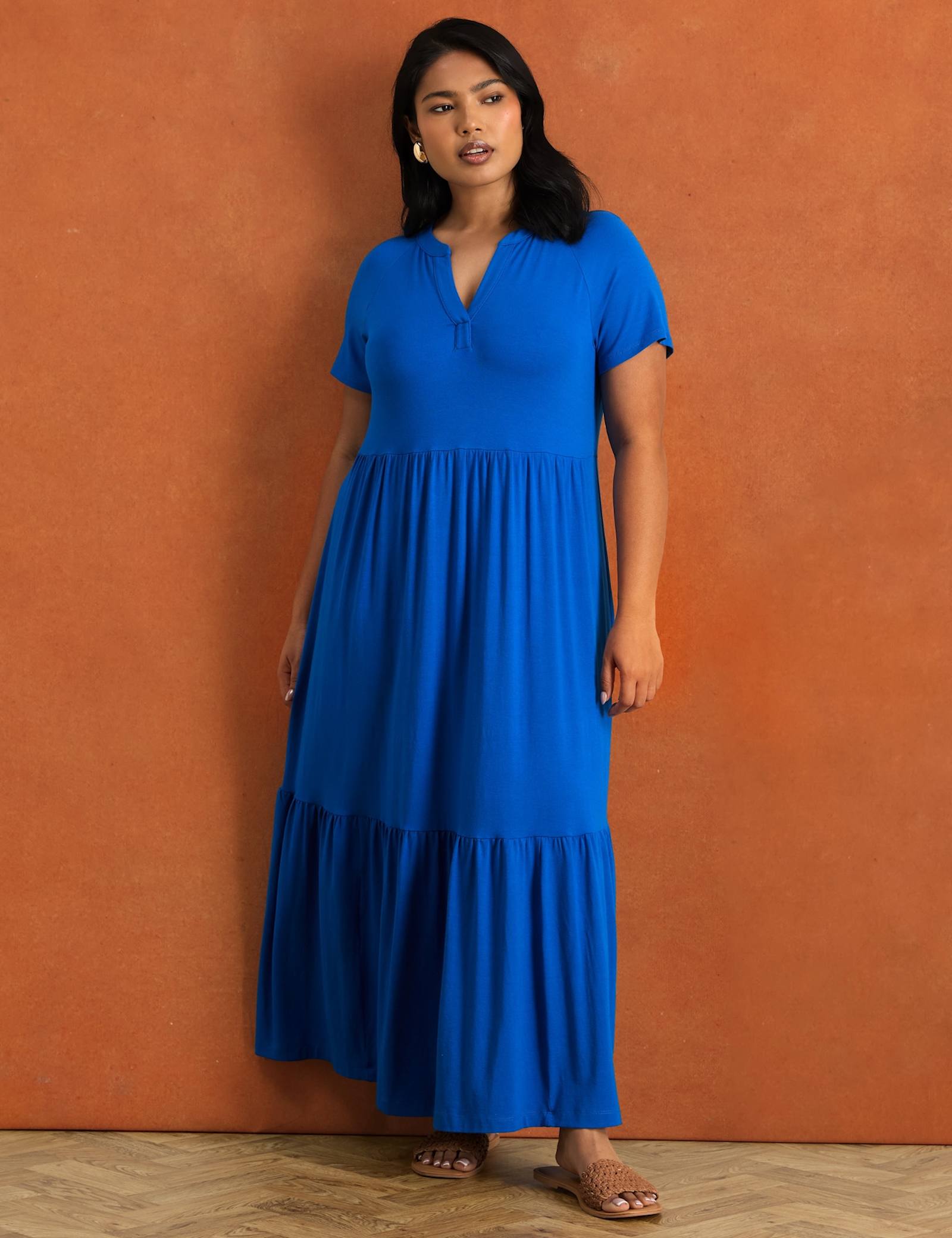 Jersey V-Neck Maxi Tiered Dress - image 1