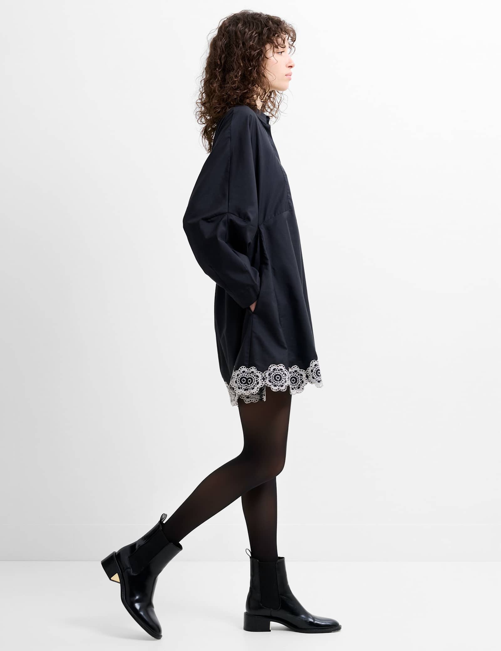 Cotton Blend Broderie Mini Shift Dress - image 5