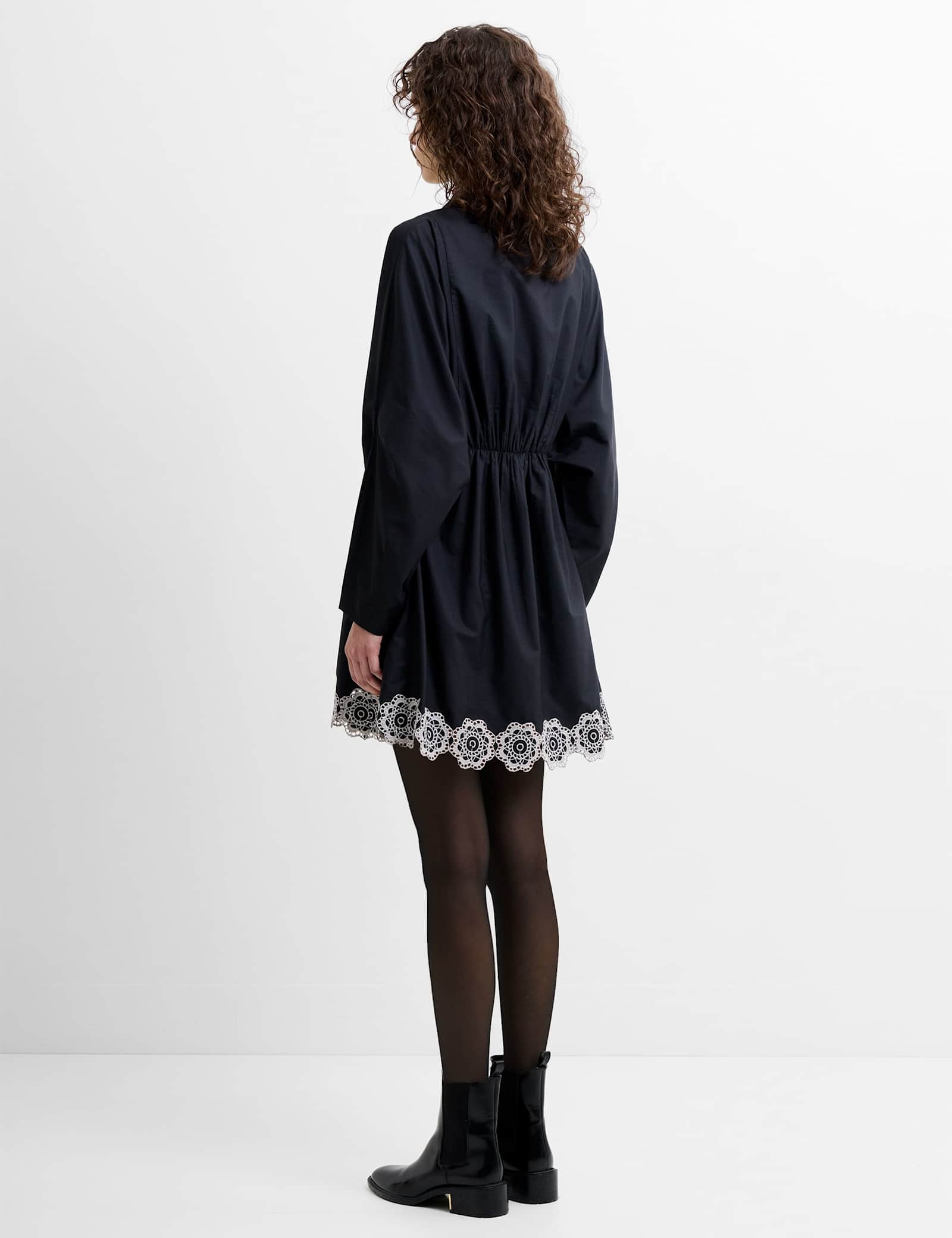 Cotton Blend Broderie Mini Shift Dress - image 3