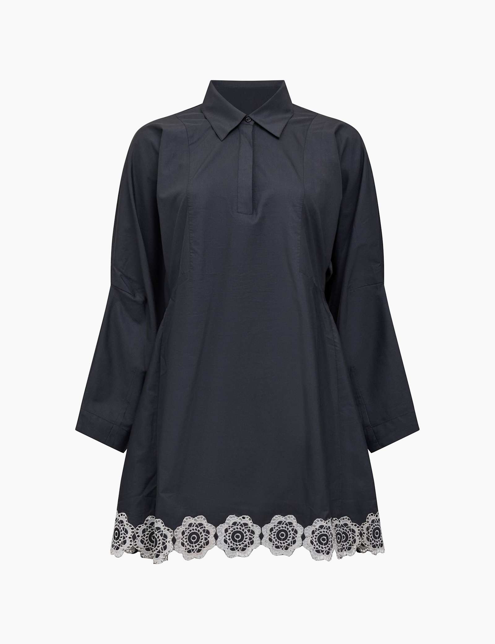 Cotton Blend Broderie Mini Shift Dress - image 1