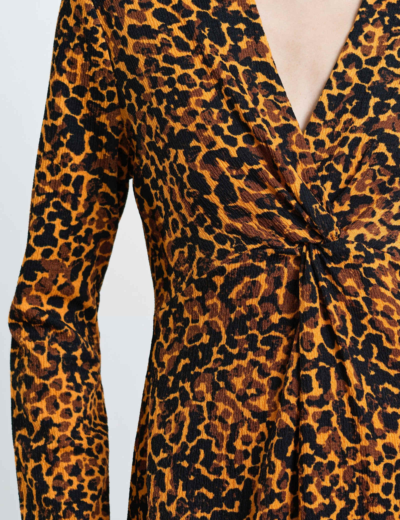 Animal Print Textured Collared Midi Column Dress - image 3