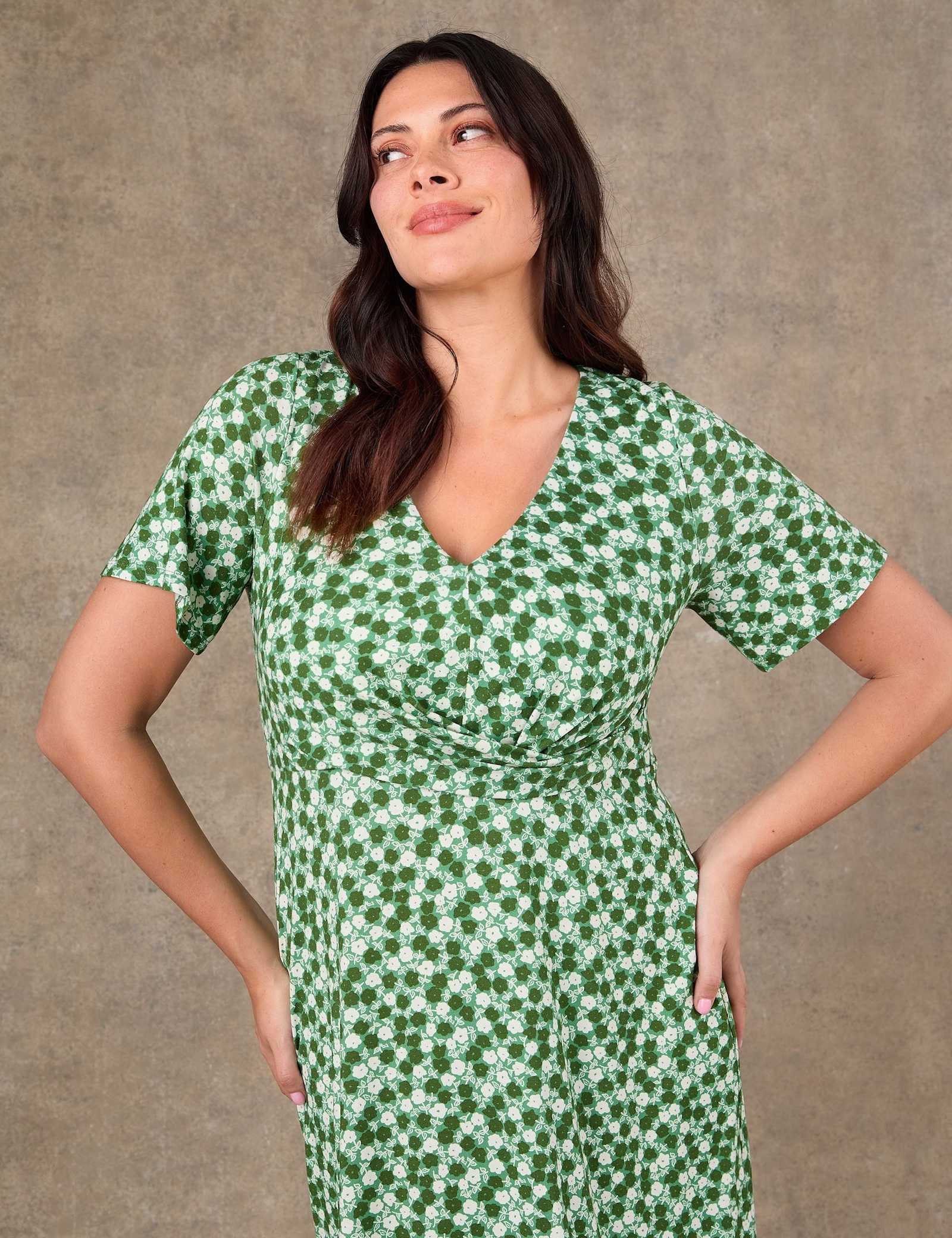 Jersey Ditsy Floral V-Neck Midaxi Dress - image 4