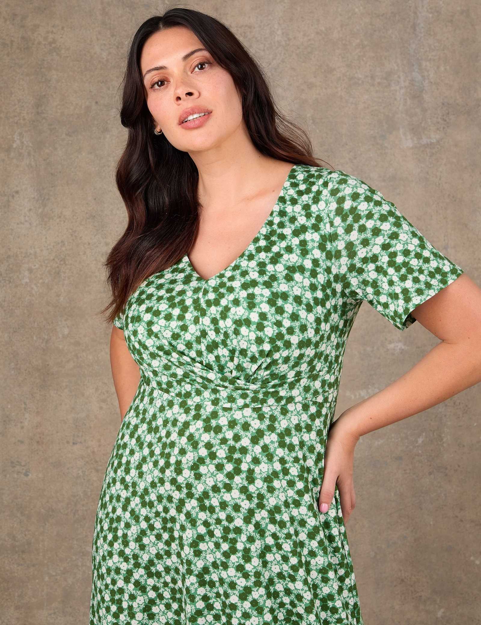 Jersey Ditsy Floral V-Neck Midaxi Dress - image 3