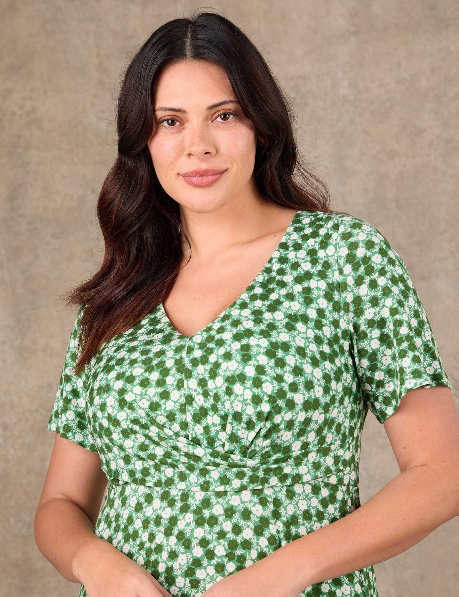 Jersey Ditsy Floral V-Neck Midaxi Dress - image 2