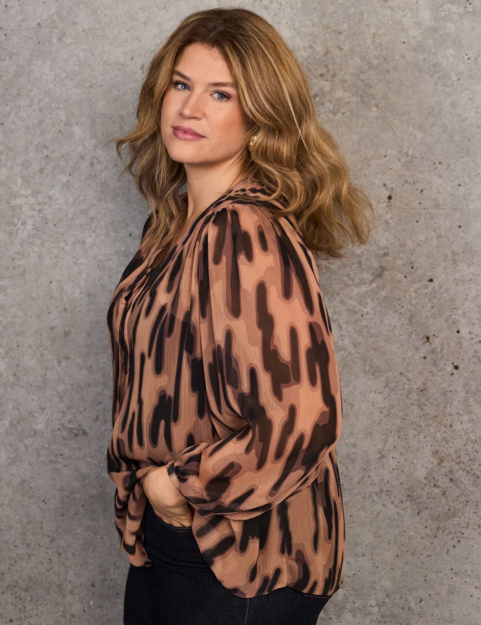 Abstract Print V-Neck Blouse - image 4