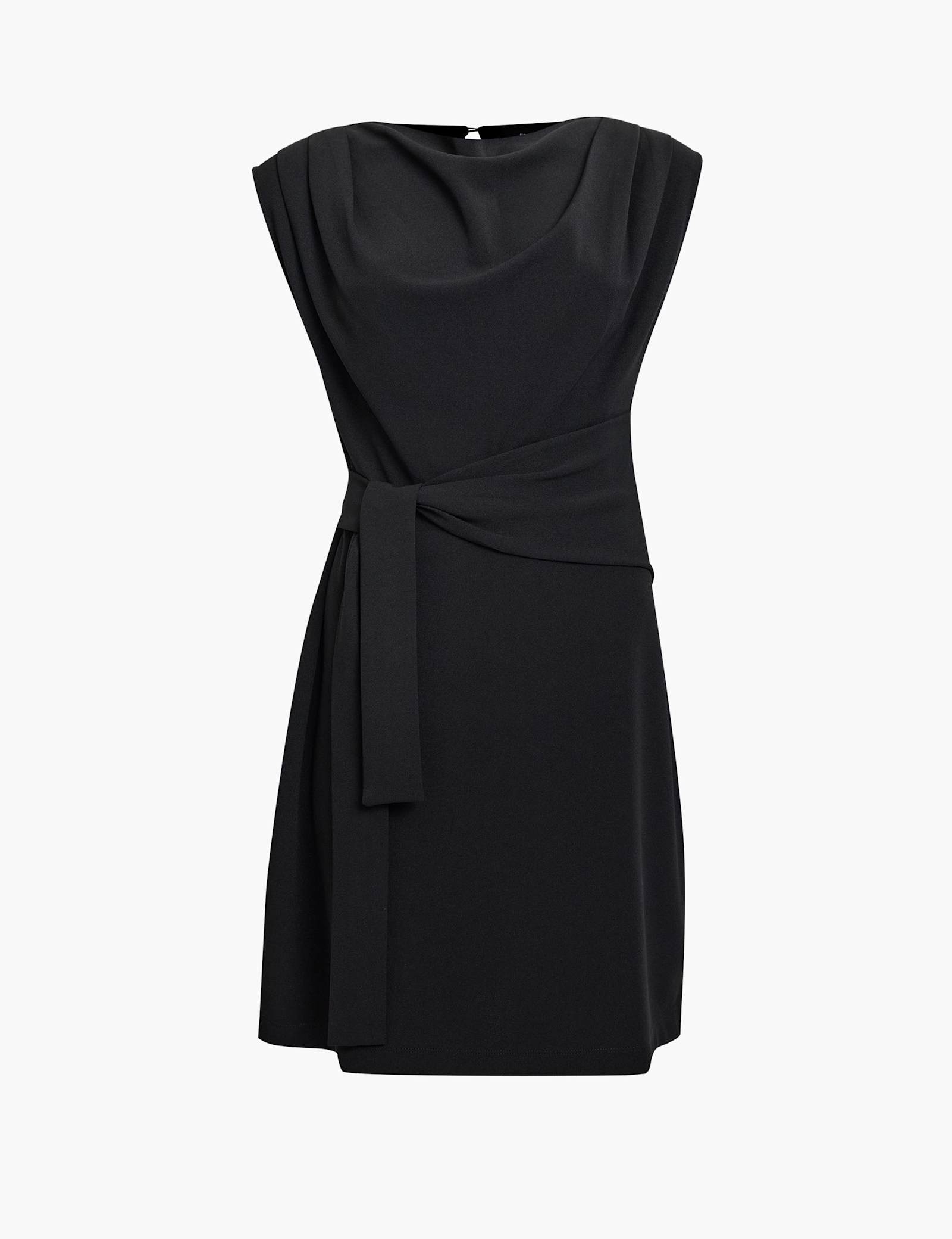 Jersey Cowl Neck Belted Mini Shift Dress - image 1