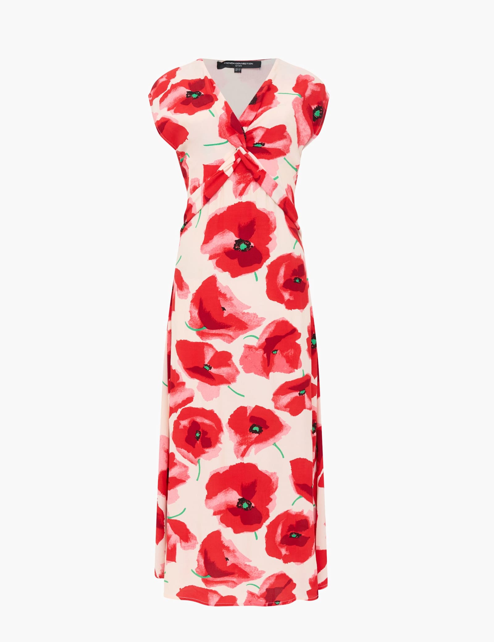 Floral V-Neck Twist Front Midaxi Tea Dress