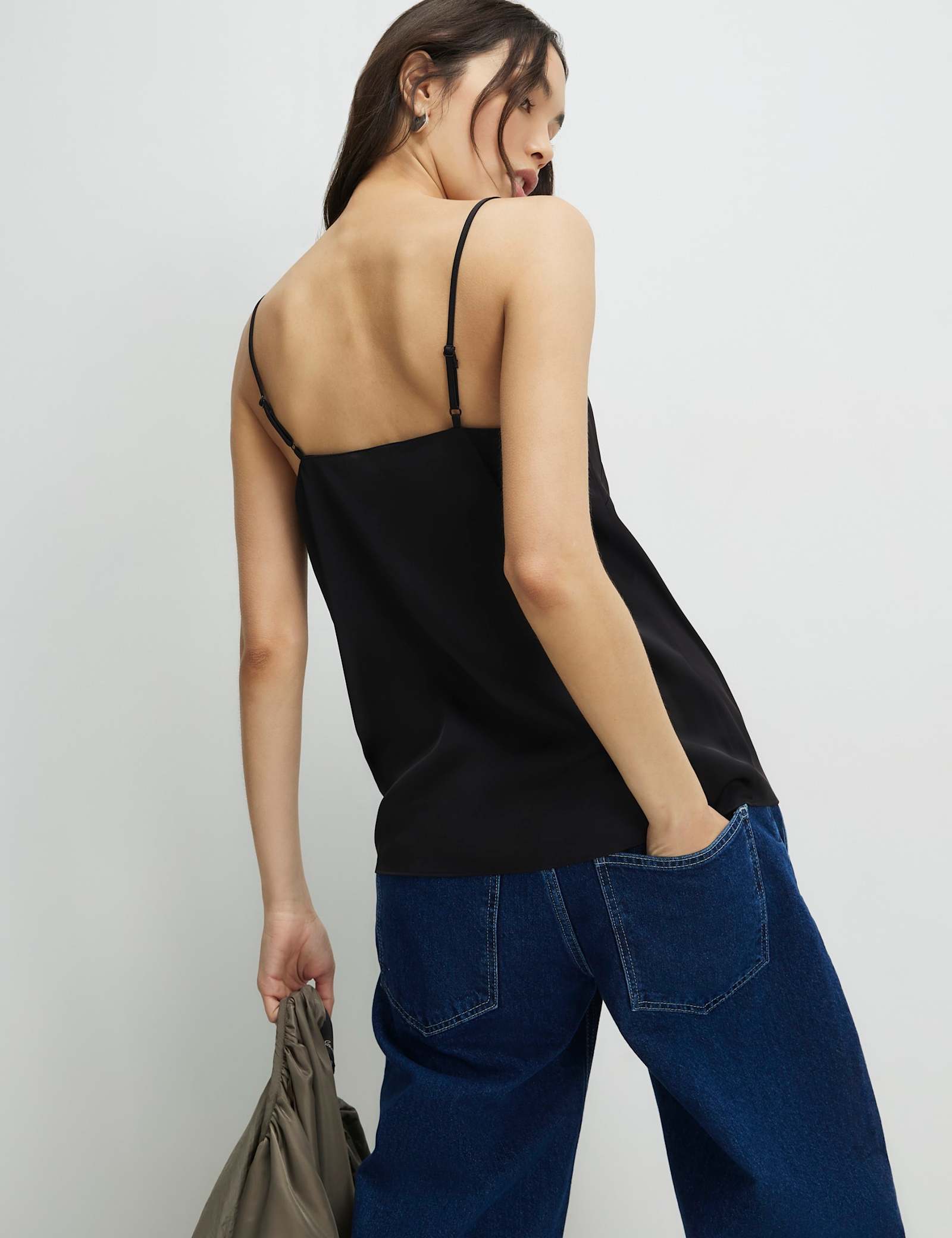 Satin V-Neck Lace Trim Cami Top - image 3