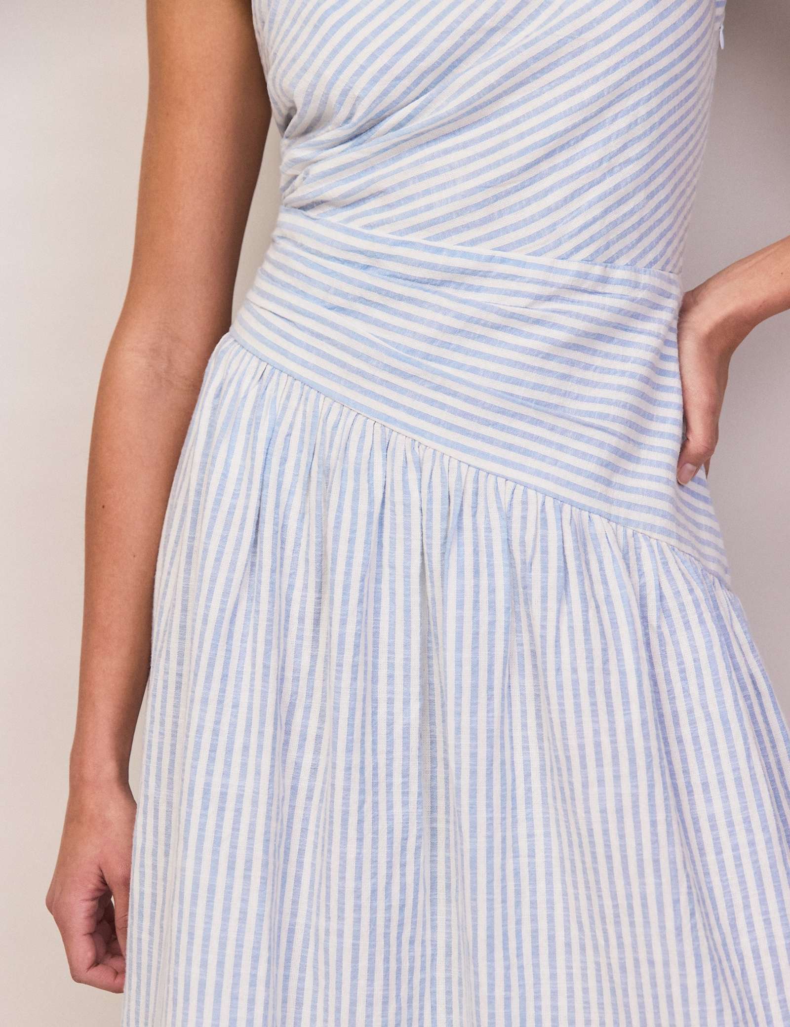Pure Cotton Striped Midaxi Waisted Dress - image 3
