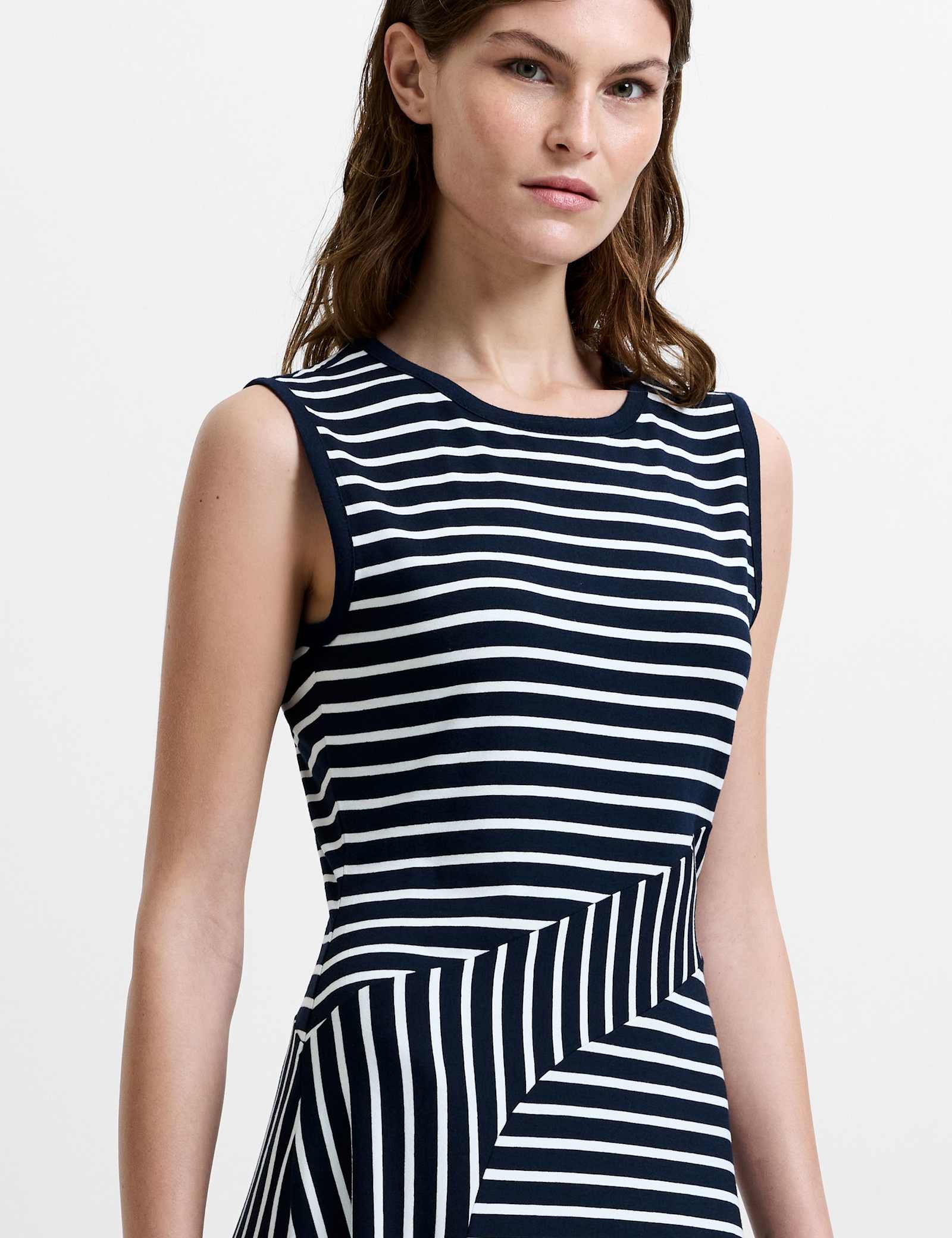 Jersey Striped Midi Skater Dress - image 2