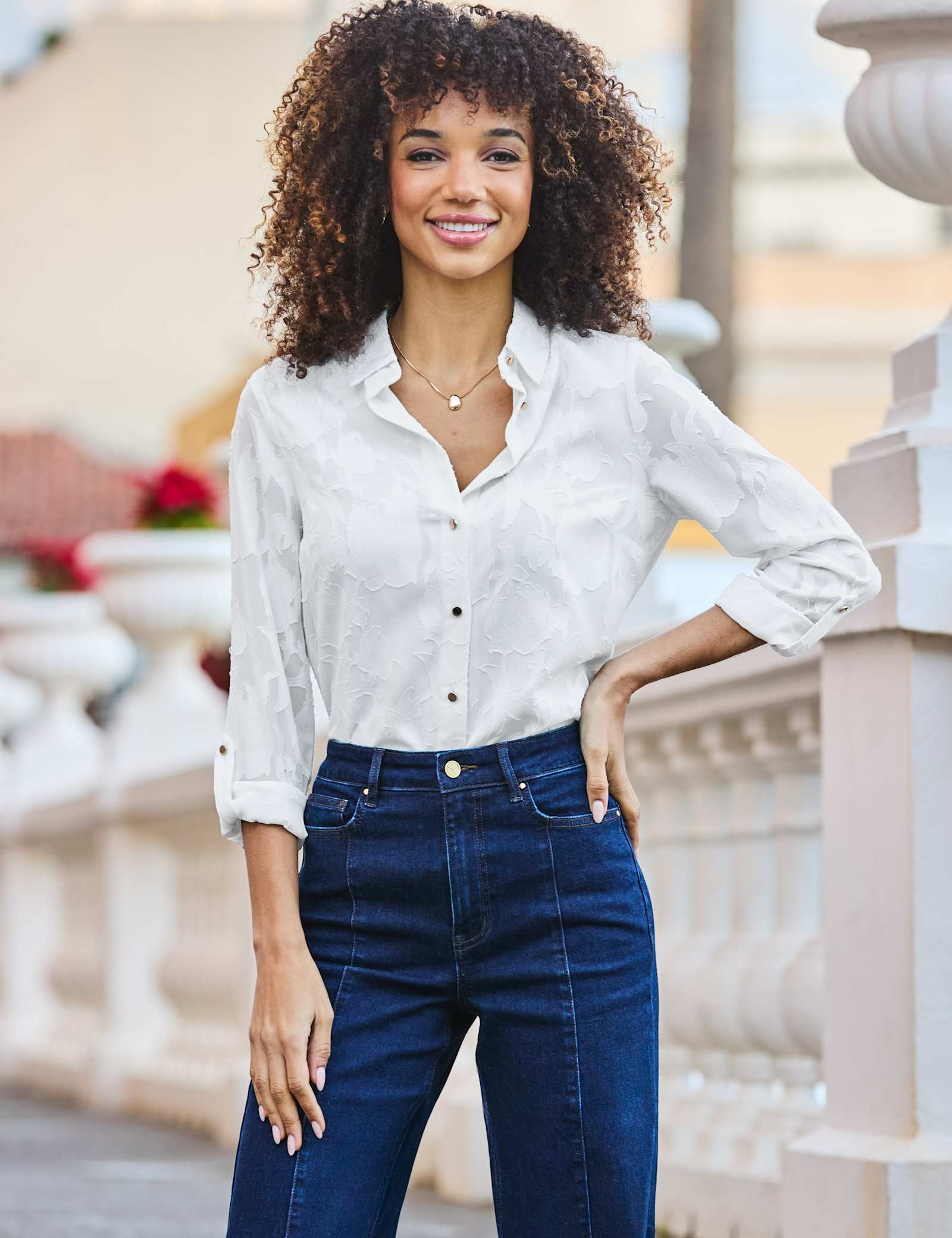 Sheer Floral Shirt - image 1